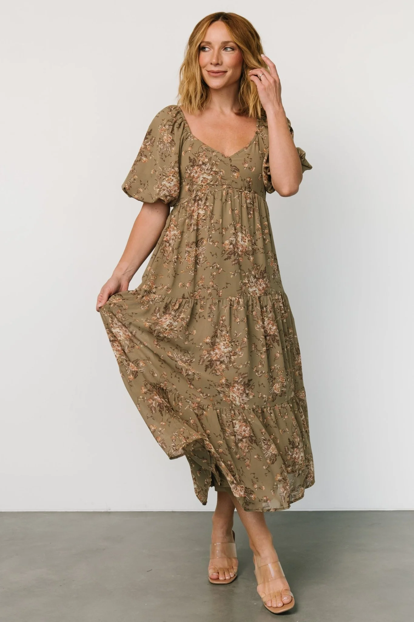 Evelette Dress | Olive Floral