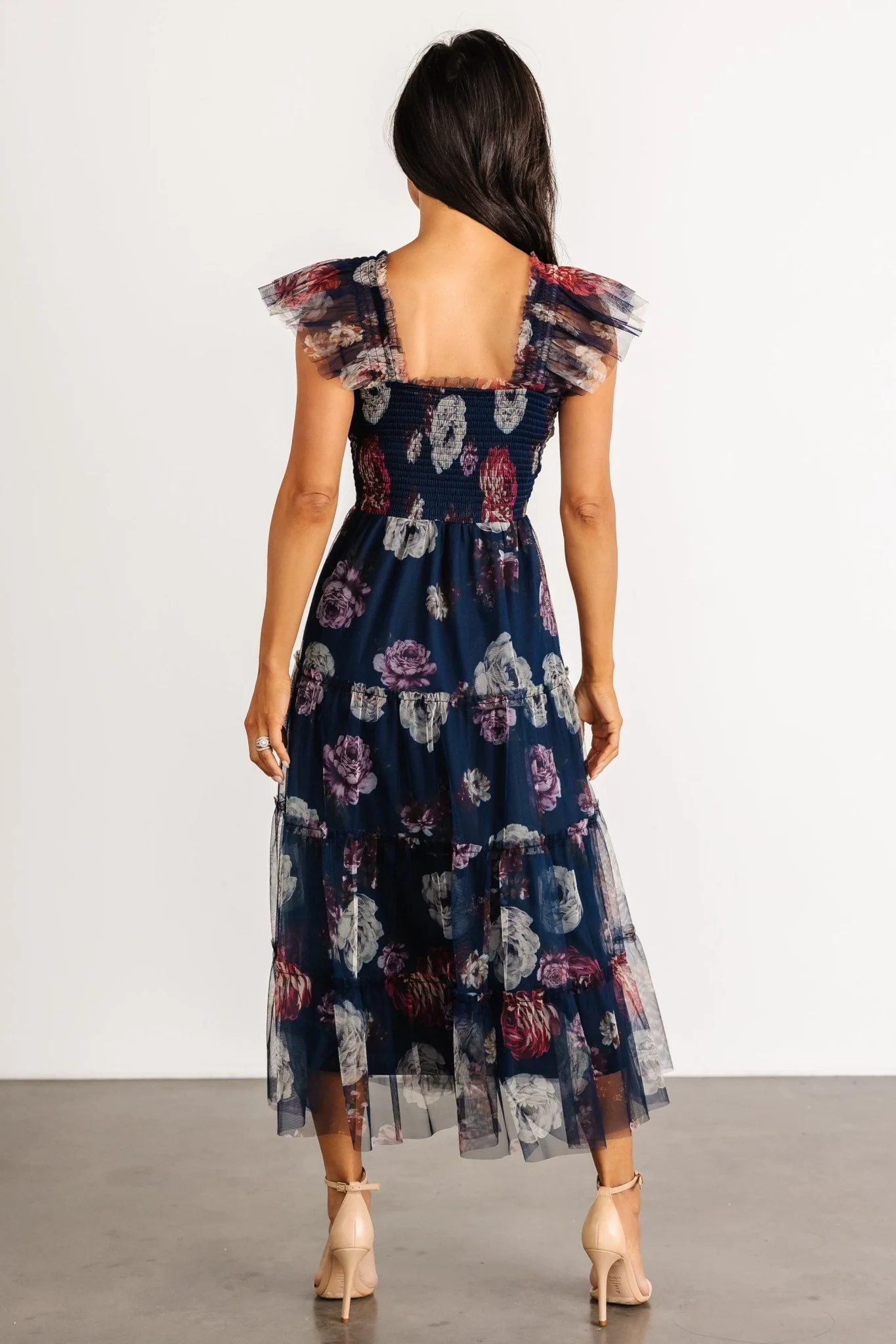 Clementine Tulle Midi Dress | Navy Floral