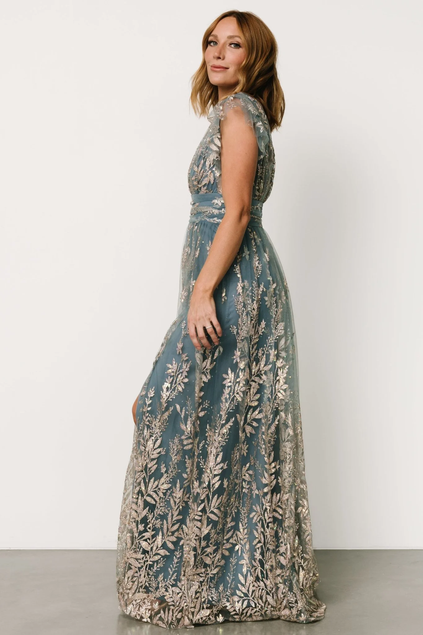 Karina Shimmer Gown | Blue + Rose Gold