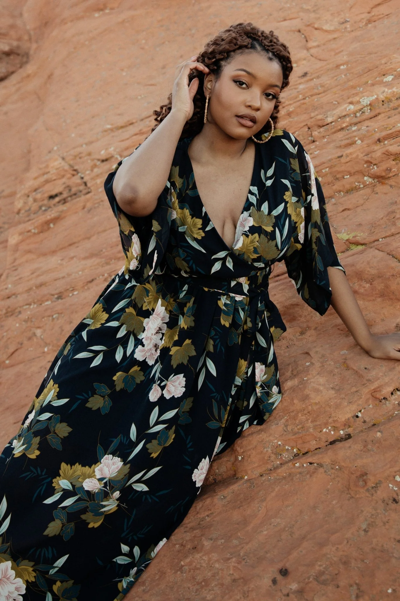 Kia Kimono Maxi Dress | Navy Floral
