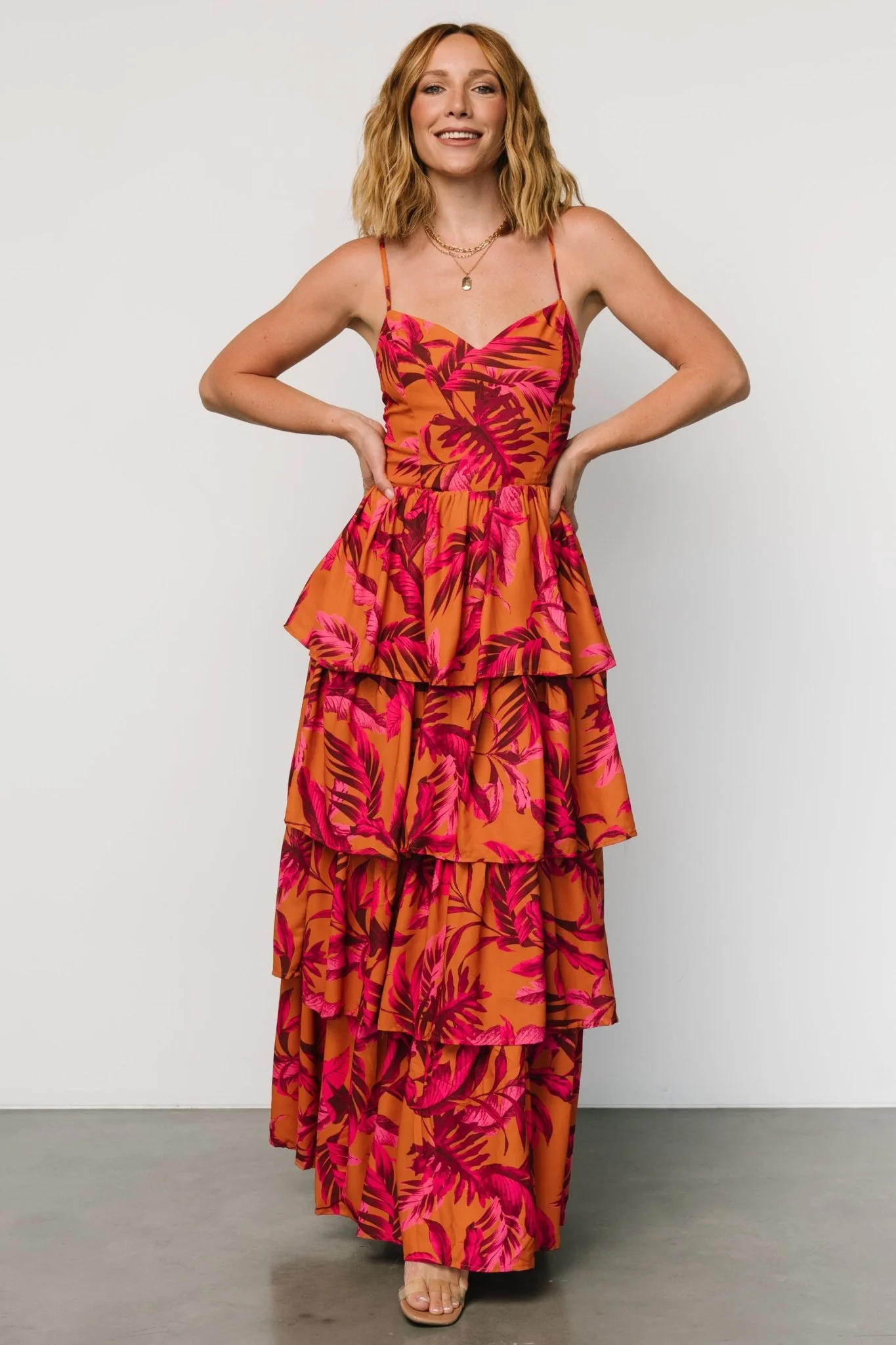 Joree Tiered Maxi Dress | Ginger + Fuschia Multi