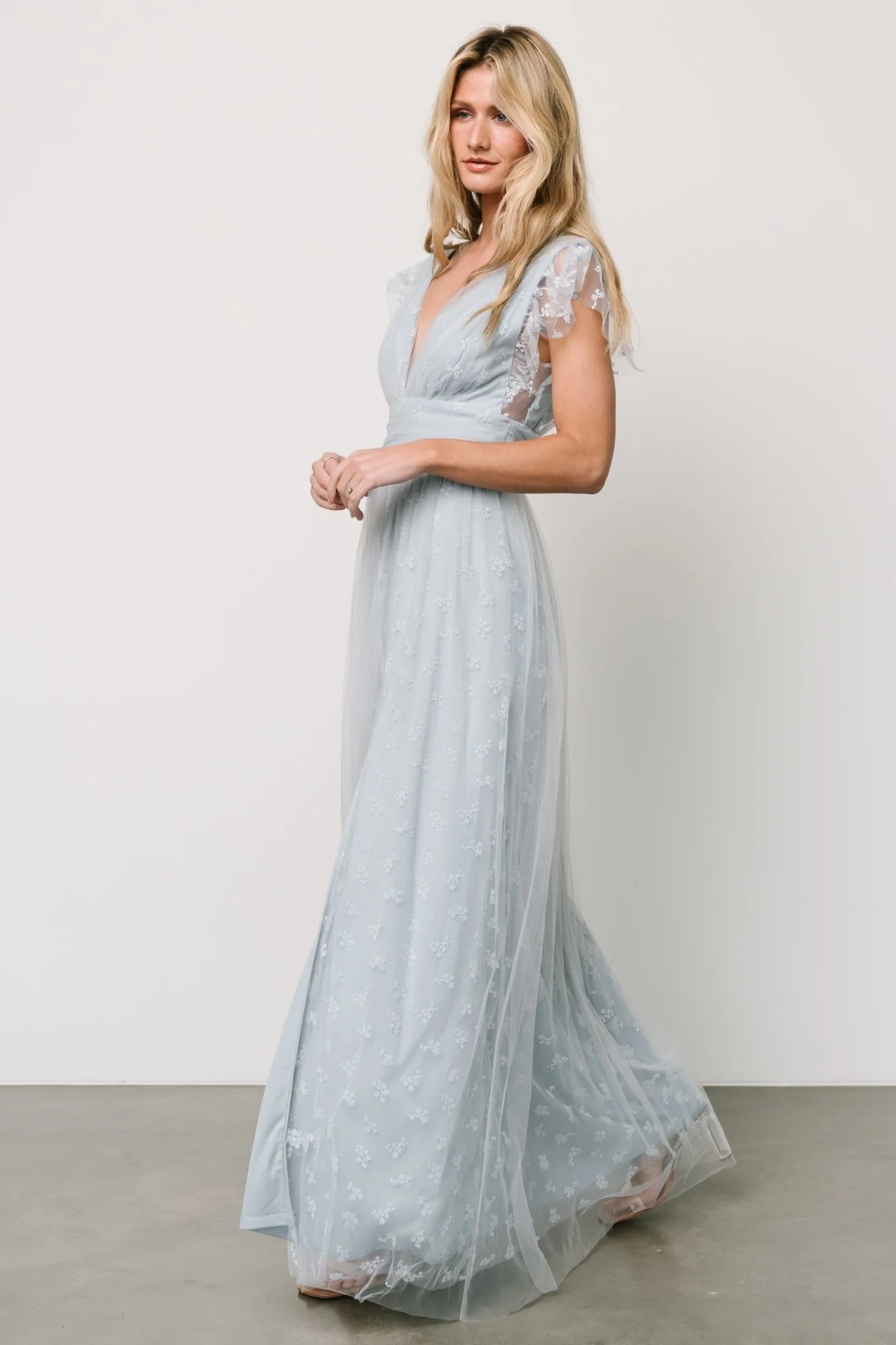 Caterina Tulle Maxi Dress | Light Blue
