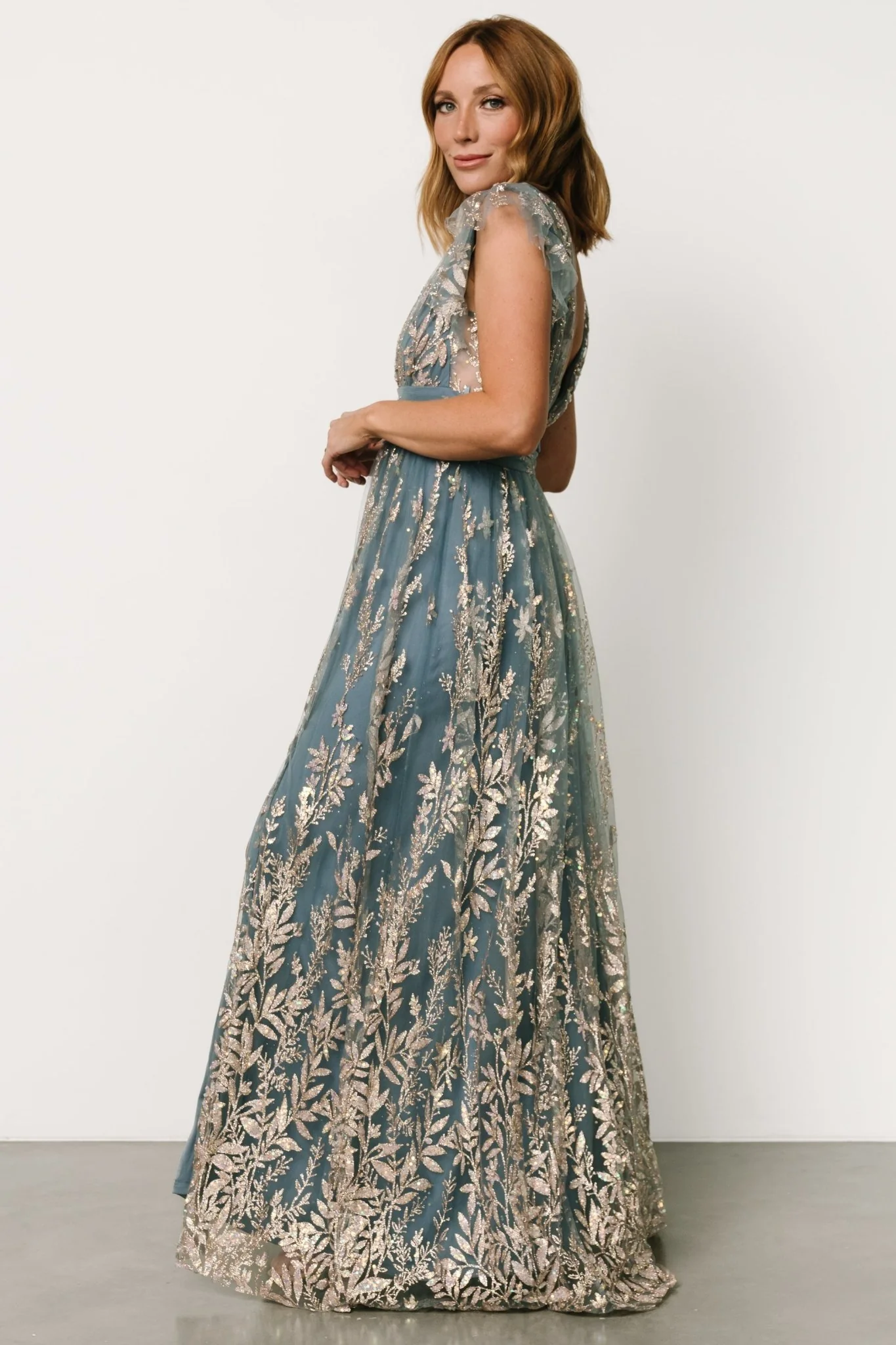 Karina Shimmer Gown | Blue + Rose Gold