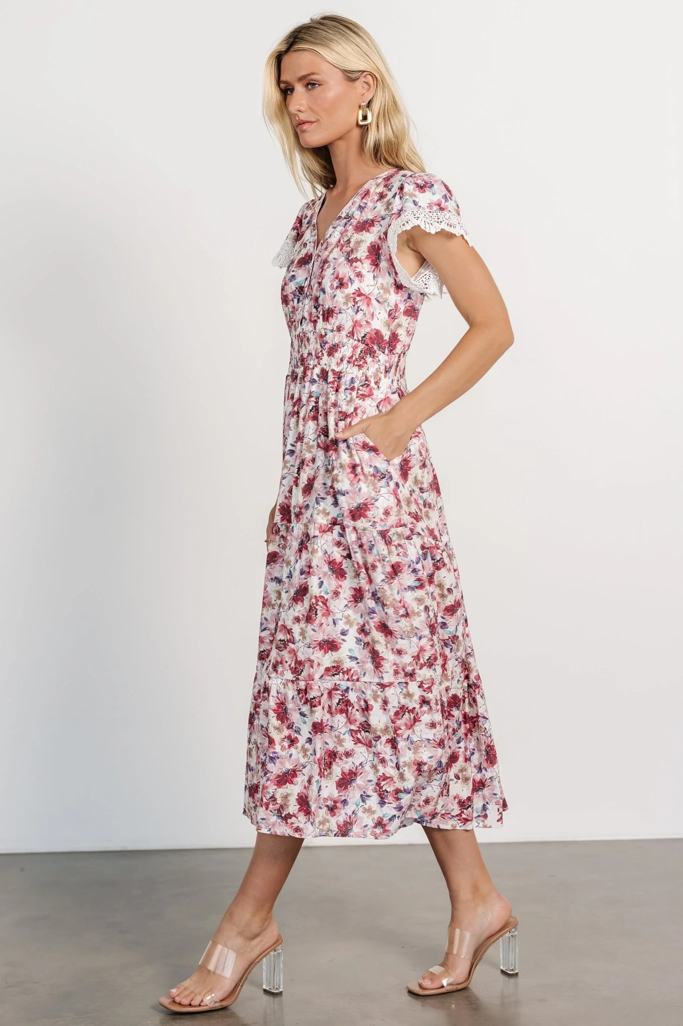 Aliyah Midi Dress | Berry Floral