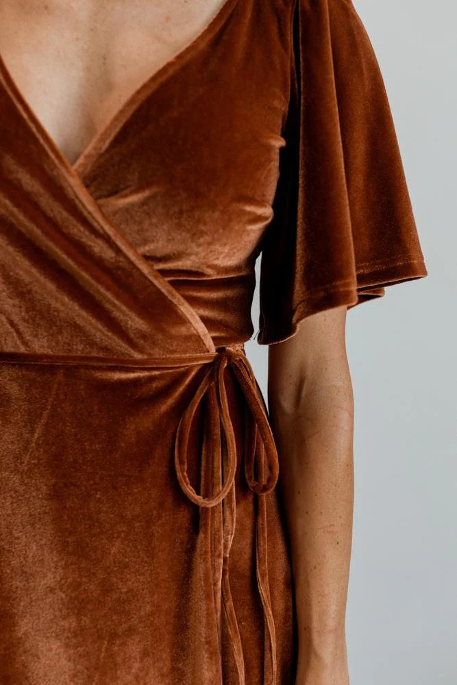 Meghan Velvet Wrap Maxi Dress | Spice
