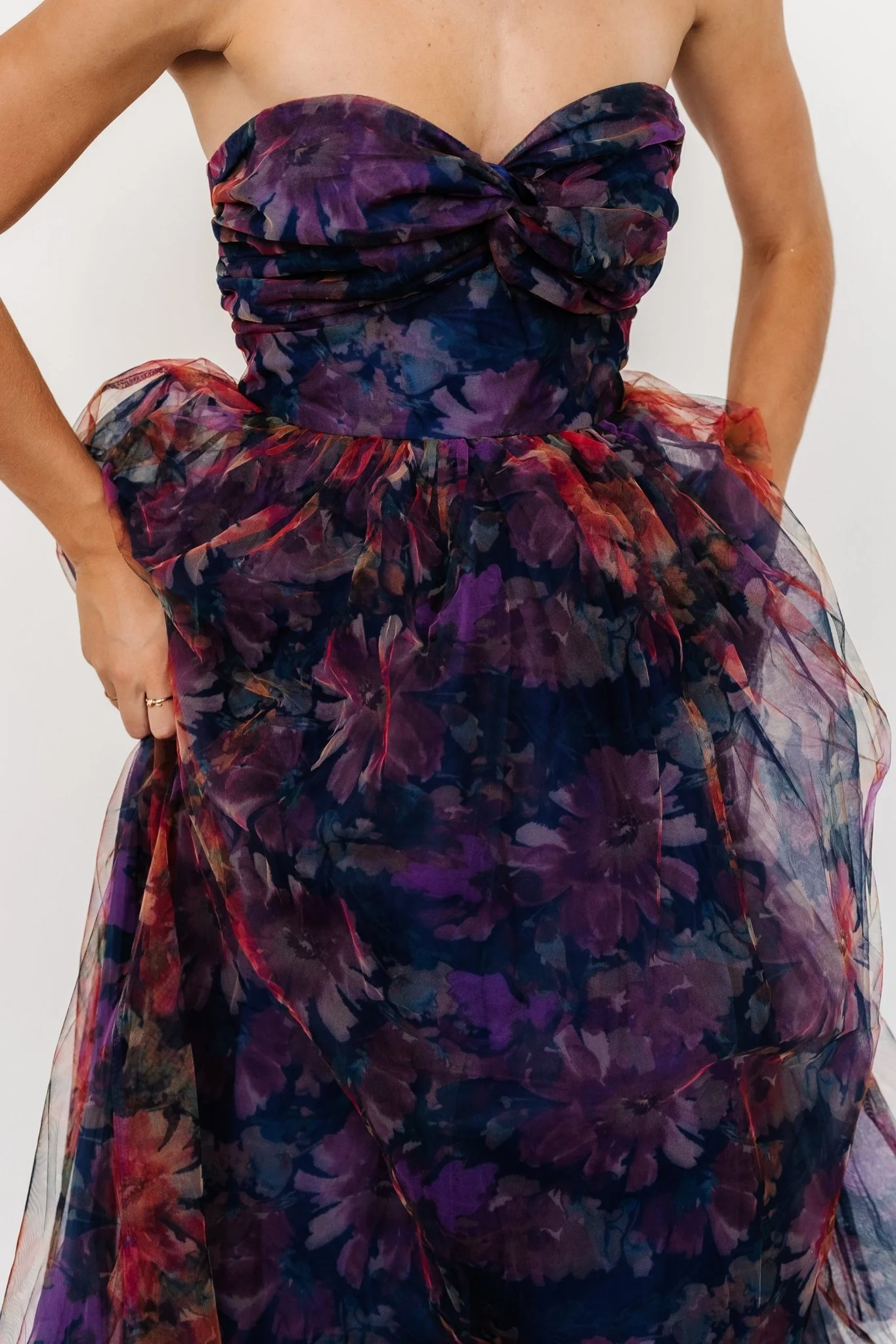 Cristelle Strapless Dress | Navy Multi Floral