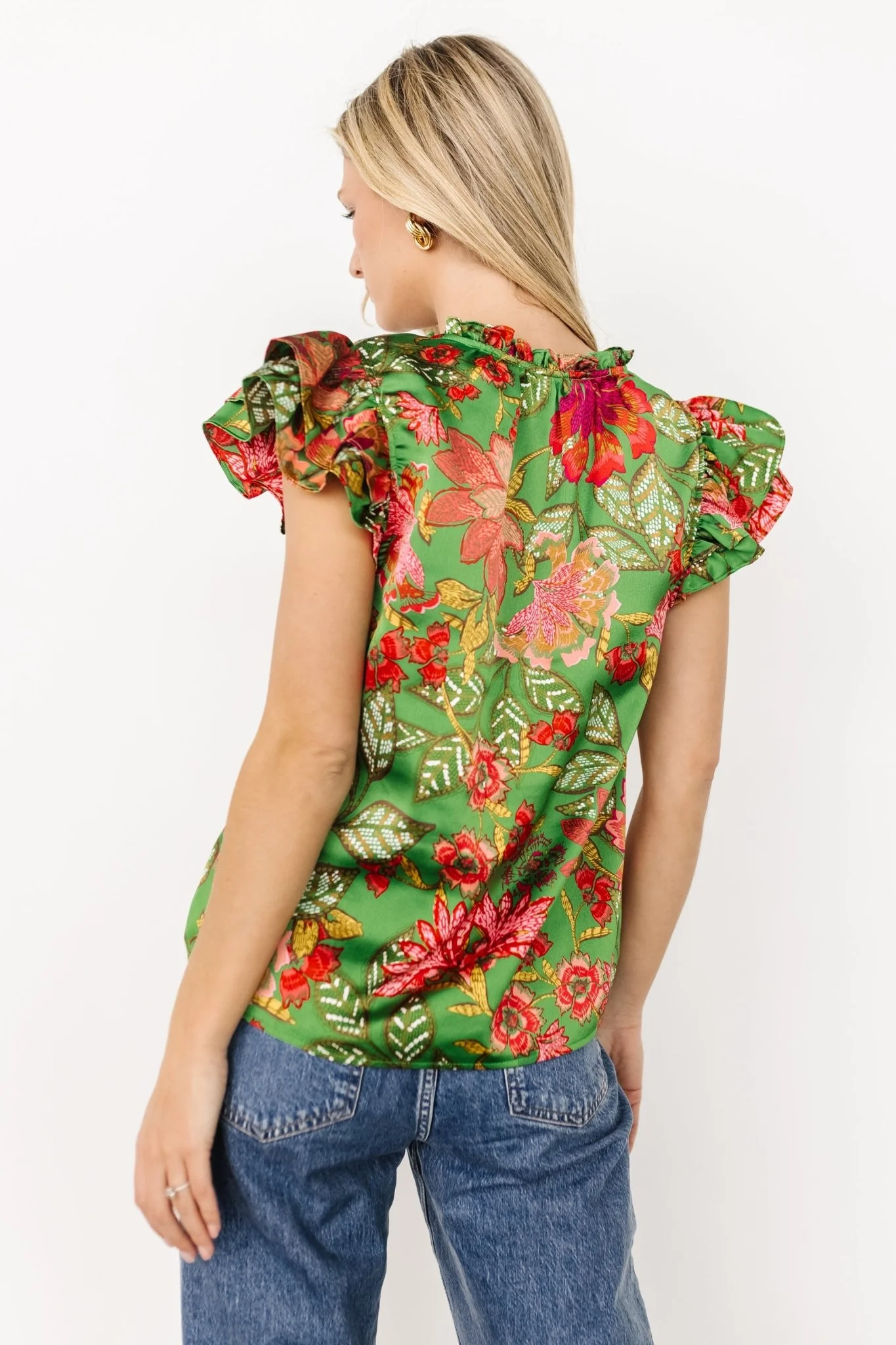 Skyler Ruffle Top | Green Multi