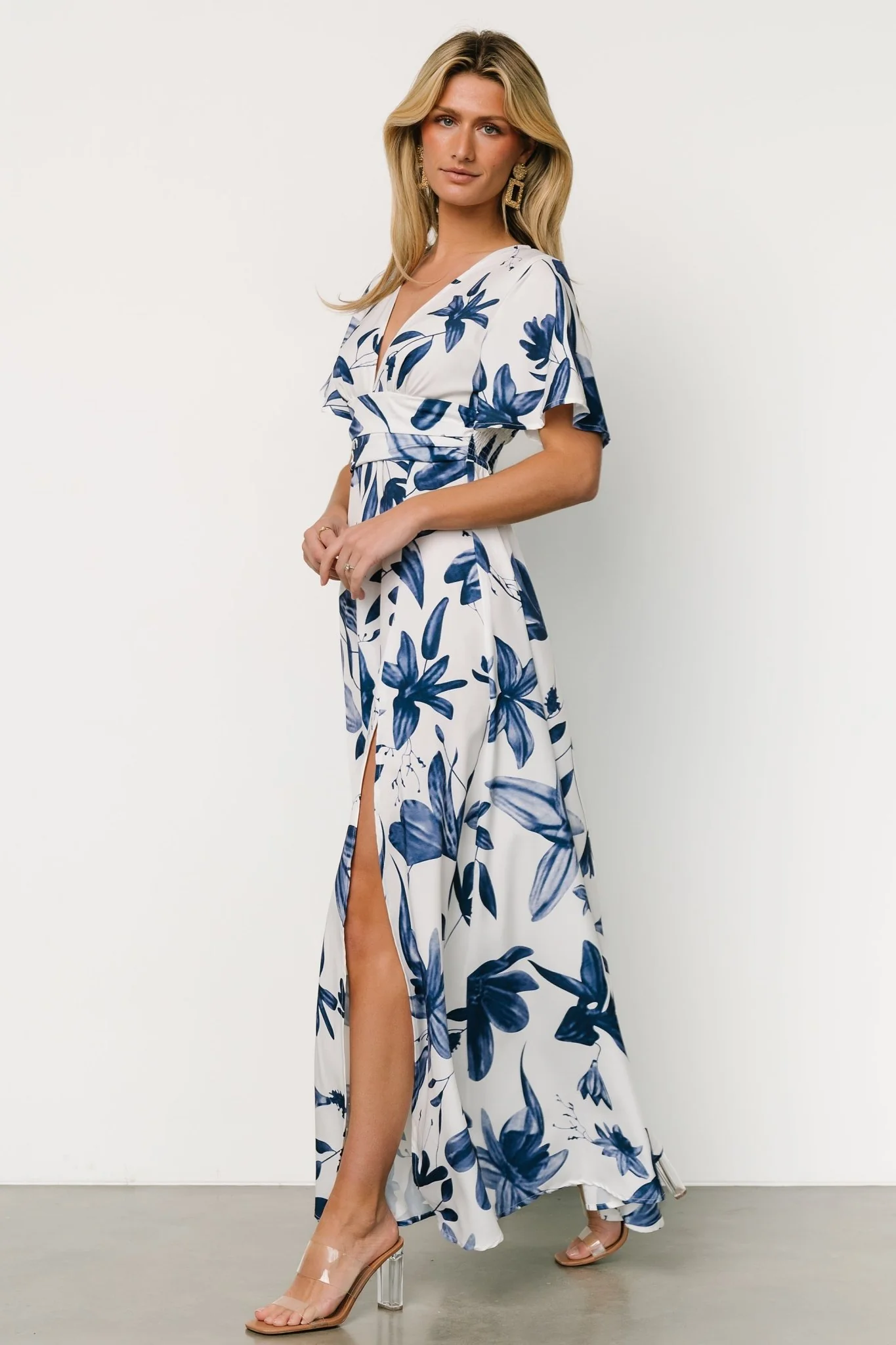 Dina Maxi Dress | White + Blue Floral