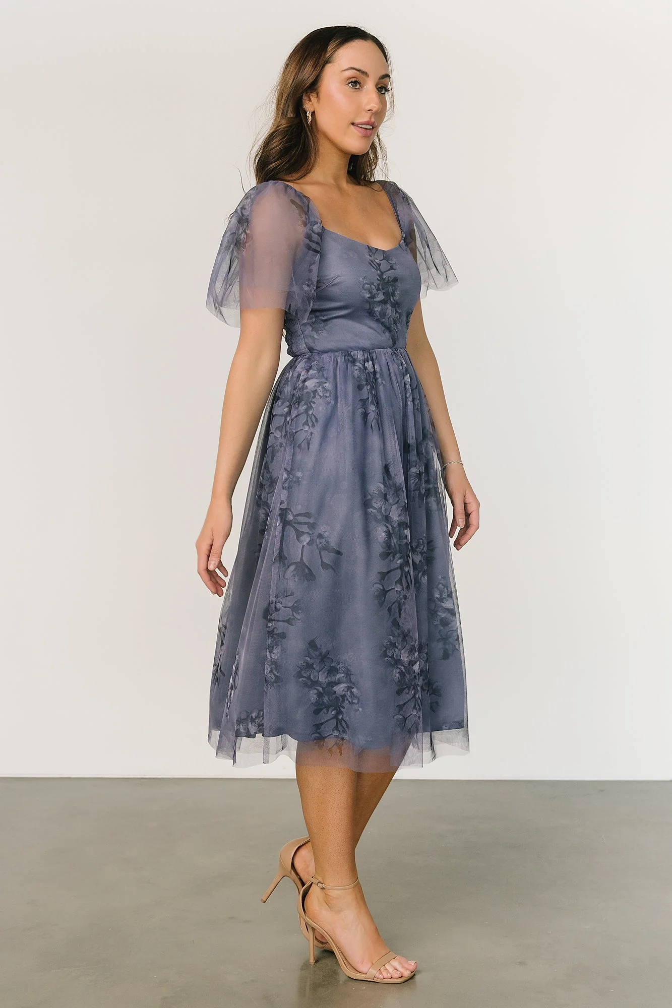 Gwyneth Tulle Midi Dress | Slate Blue Multi