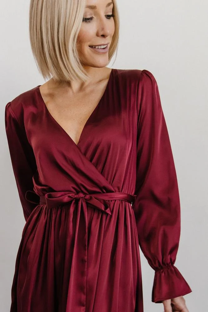 Holly Satin Maxi Dress | Cranberry