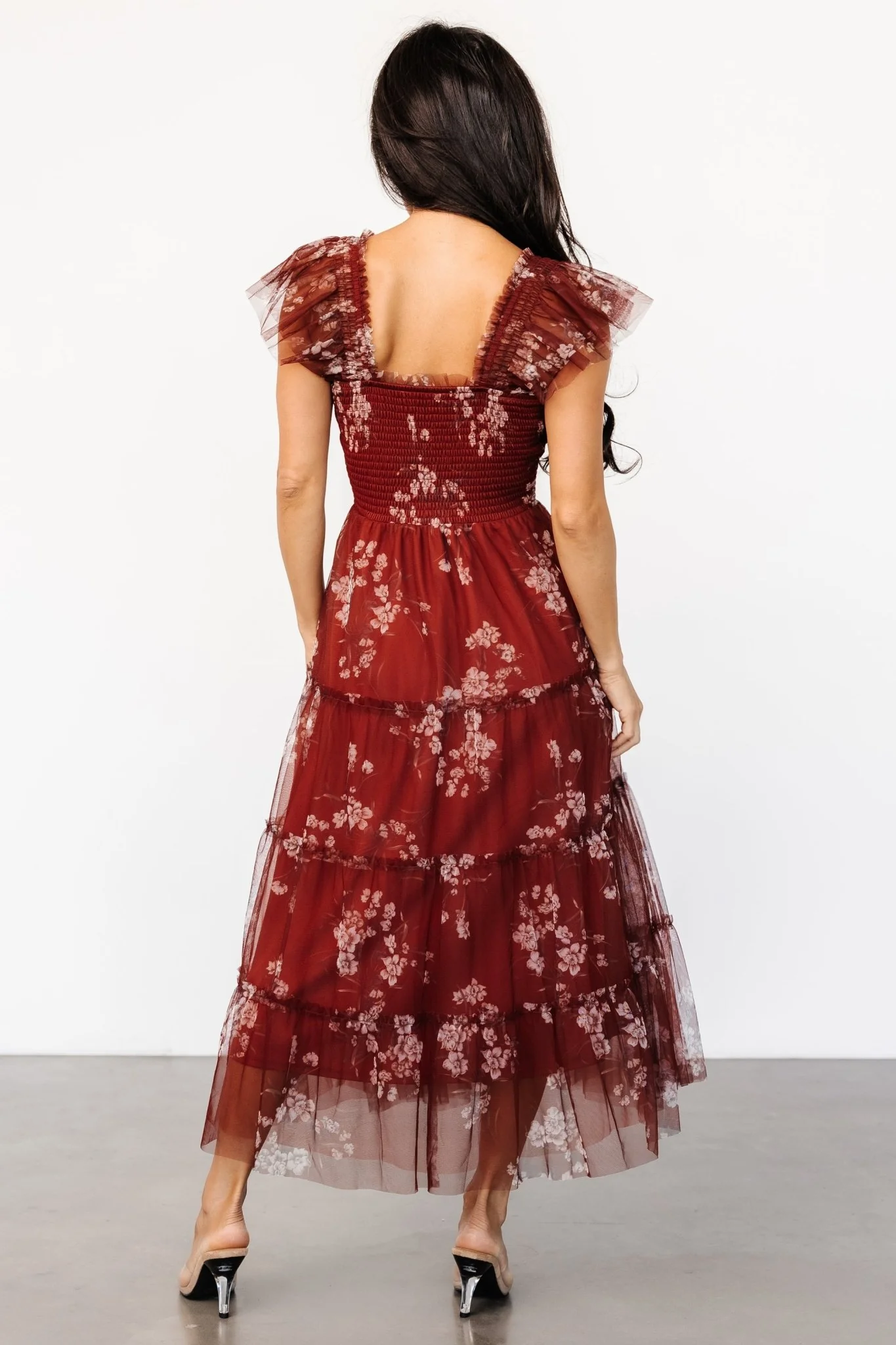 Clementine Tulle Midi Dress | Rust Floral