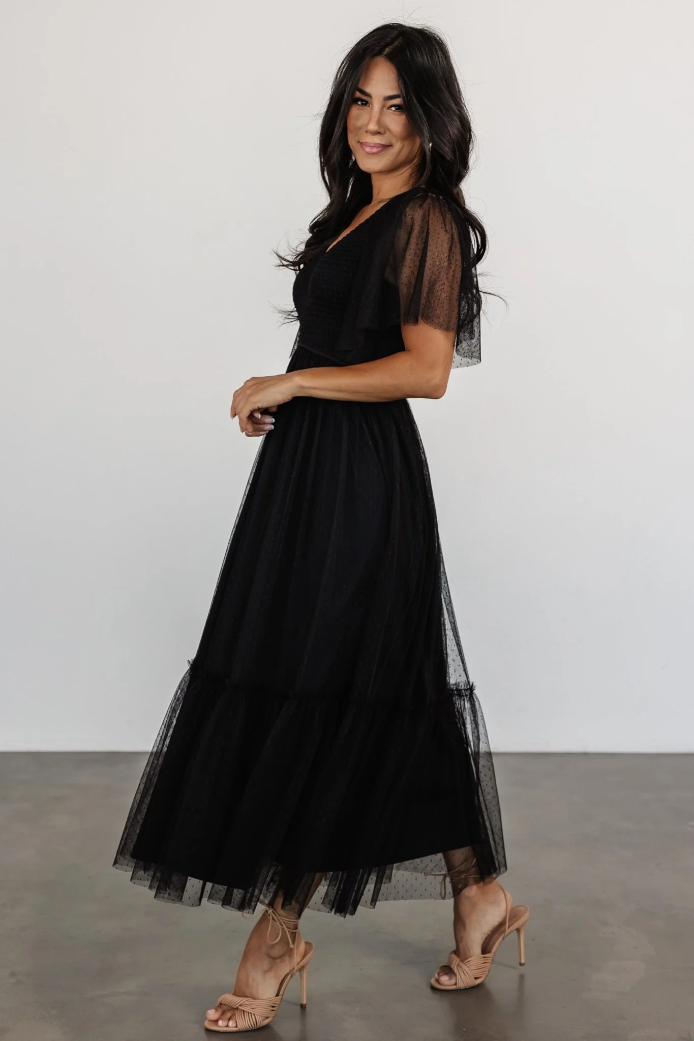 Martha Smocked Tulle Dress | Black