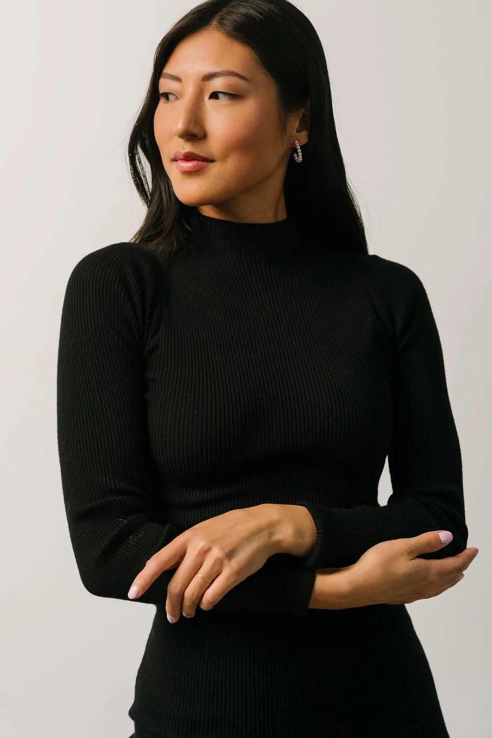 Knightsbridge Ribbed Sweater Midi Dress | Black