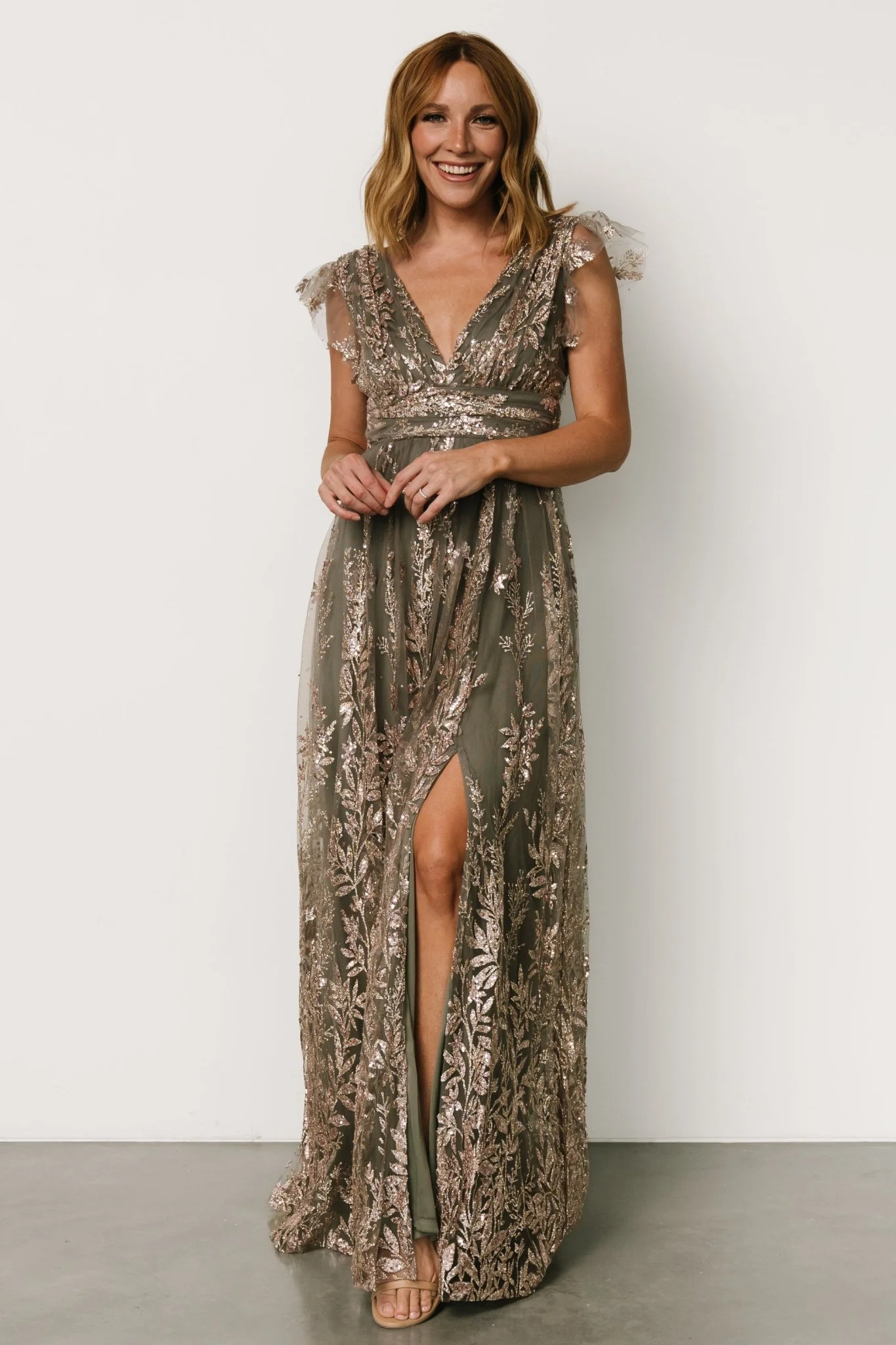 Karina Shimmer Gown | Eucalyptus + Rose Gold