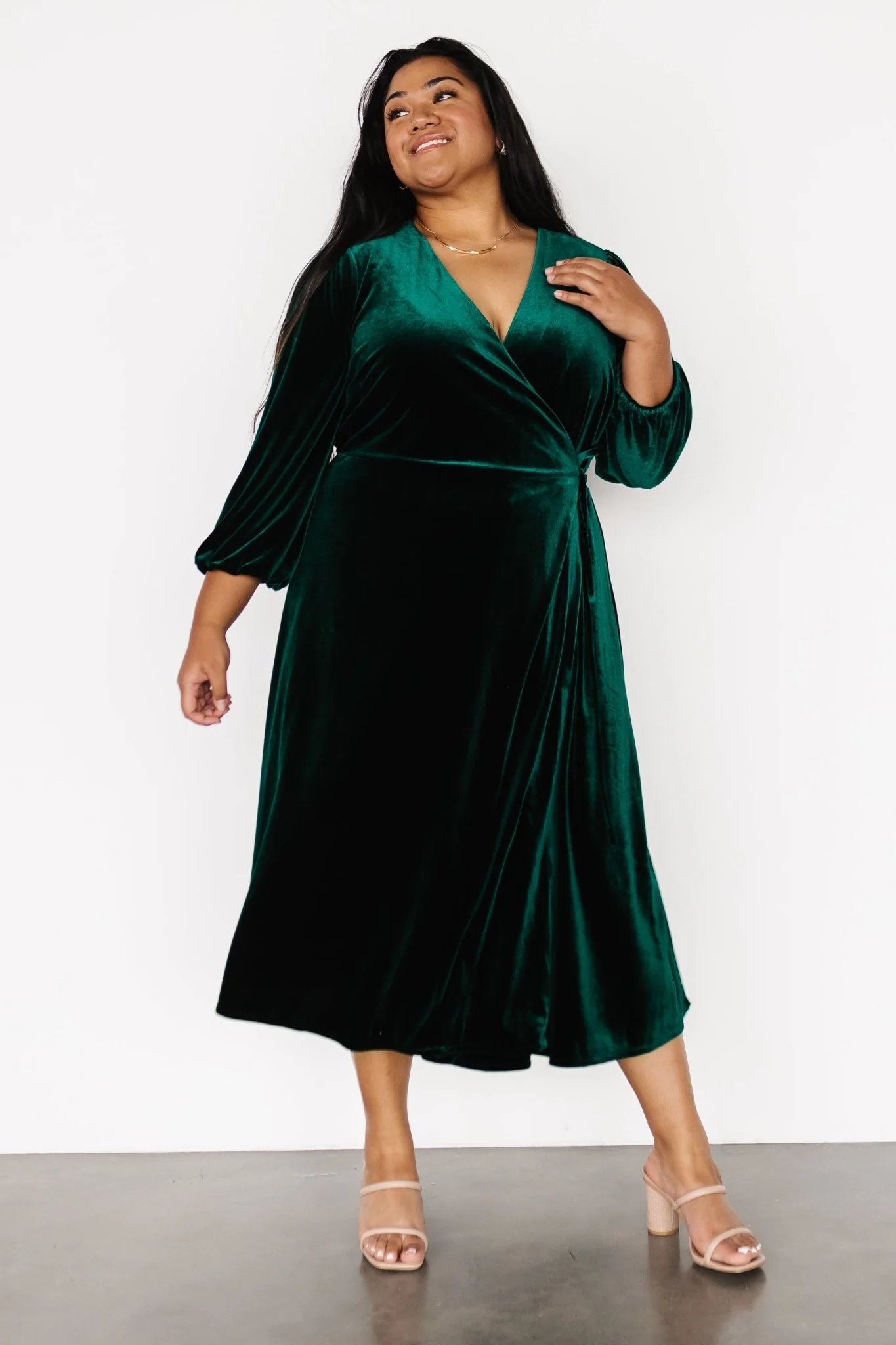 Beckinsale Velvet Wrap Dress | Dark Green