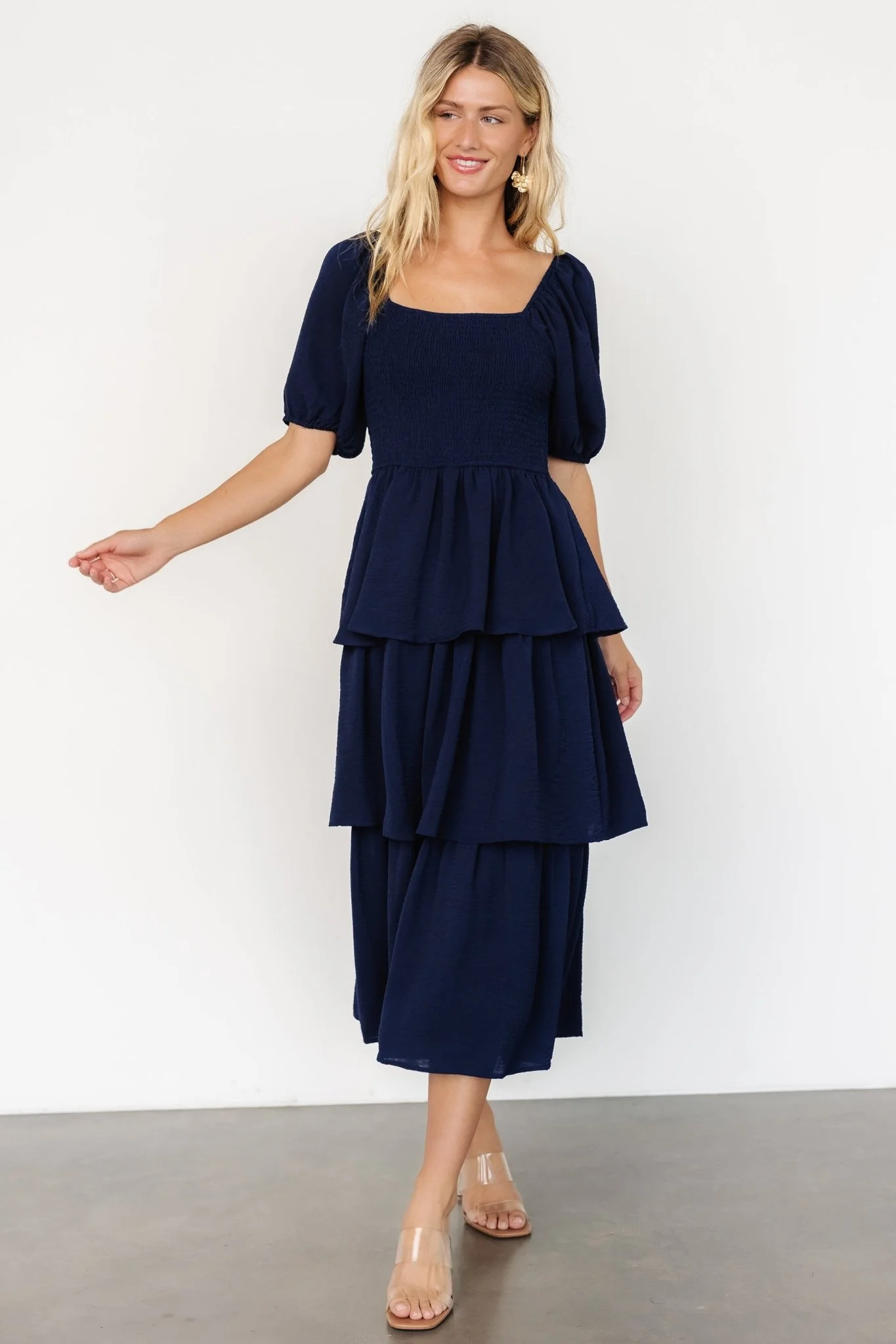 Ashbourne Tiered Dress | Midnight Blue