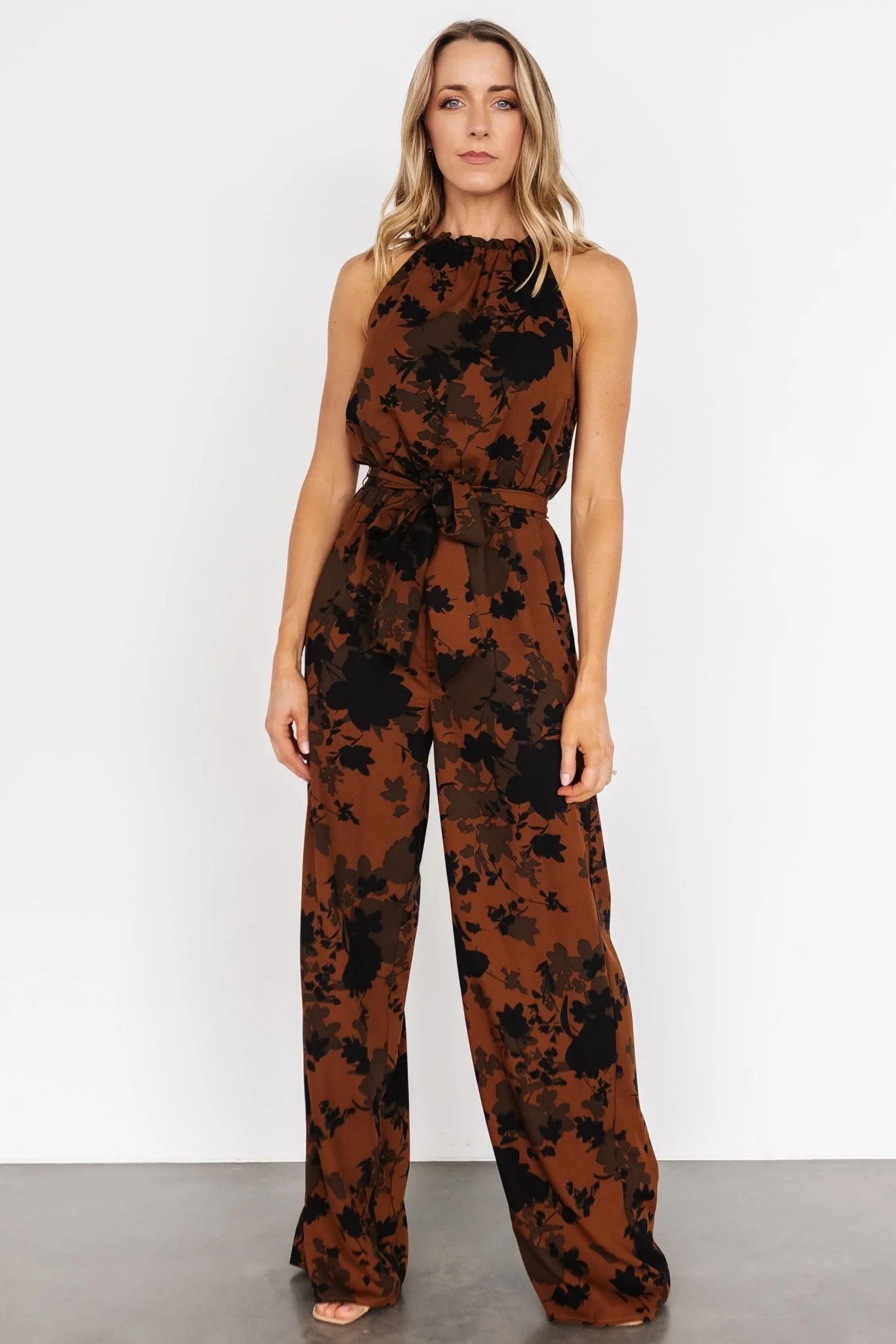 Alameda Halter Jumpsuit | Espresso Print