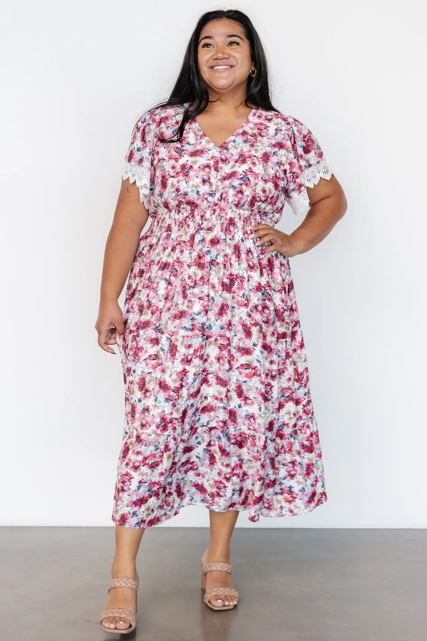 Aliyah Midi Dress | Berry Floral