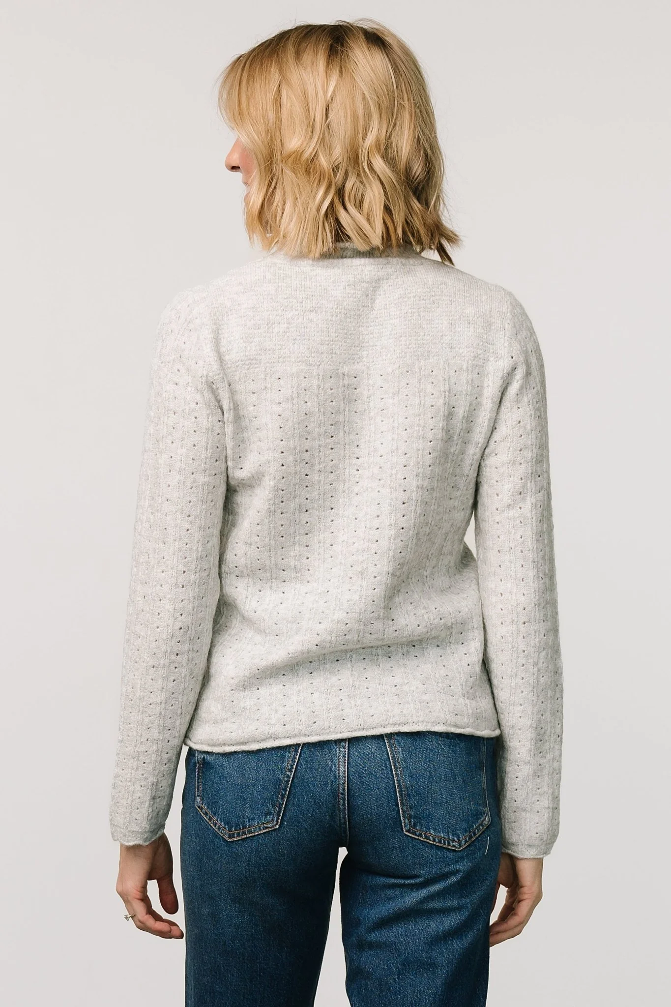 Avice Pointelle Sweater | Light Gray
