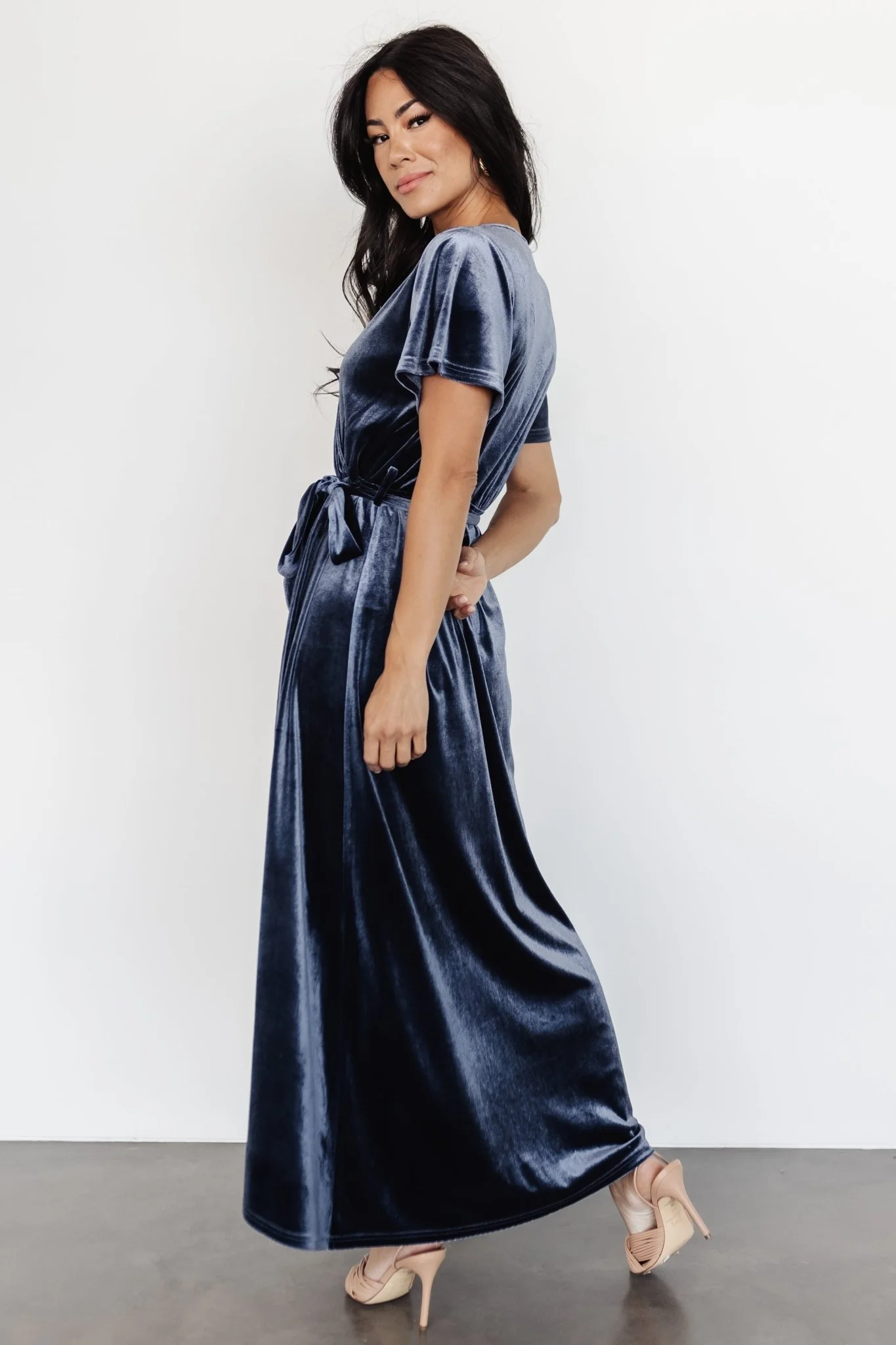 Nadine Velvet Midi Dress | Blue
