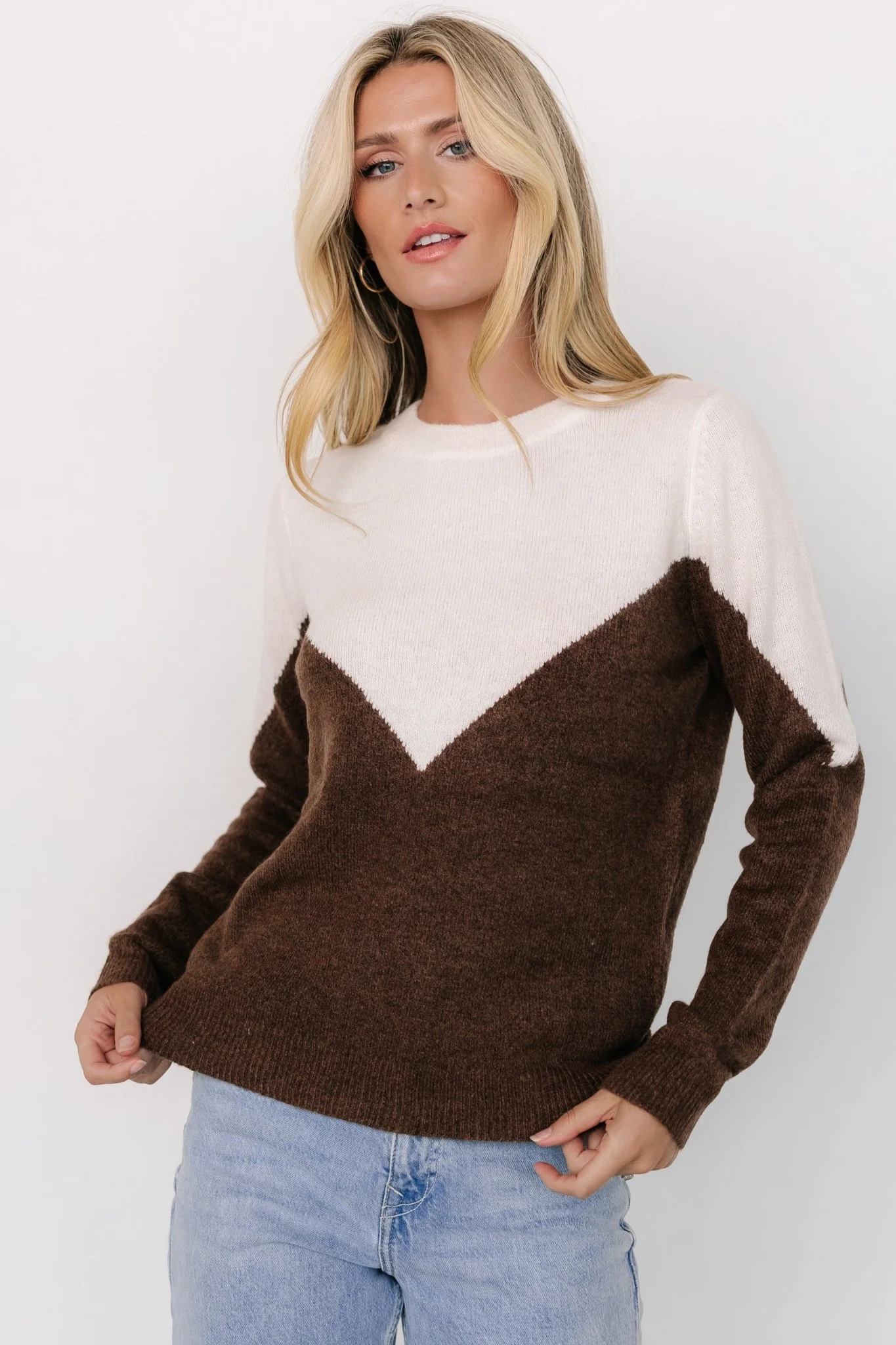 Tanner Sweater | Ivory + Brown