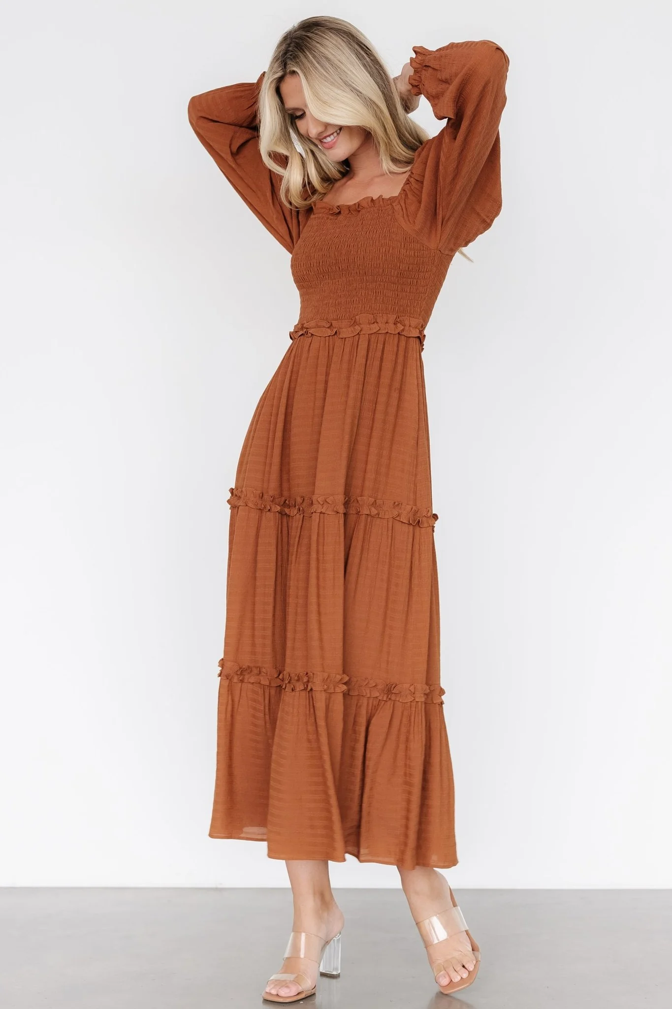 Rowan Tiered Dress | Warm Brown
