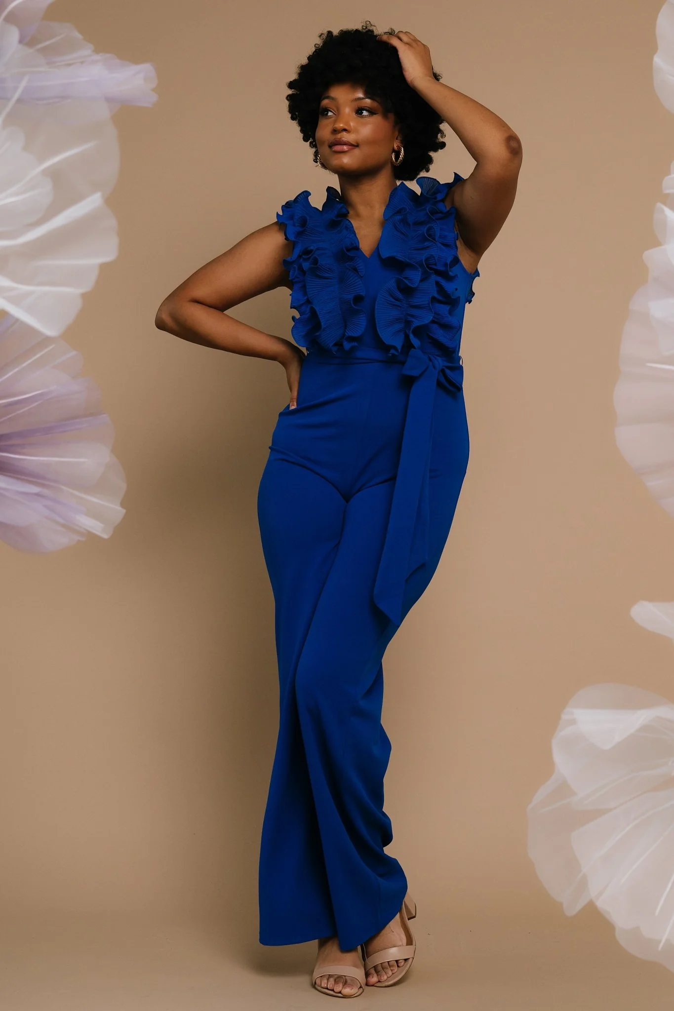 Tyra Ruffle Tank Jumpsuit | Cobalt