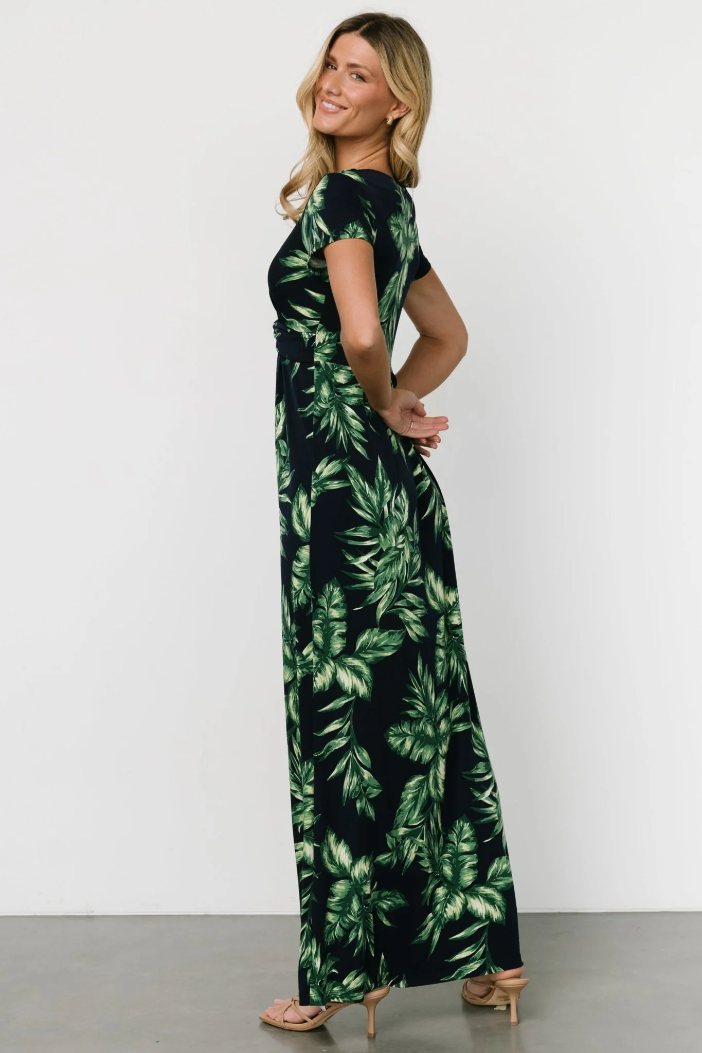 Soleil Maxi Dress | Black Leaf Print