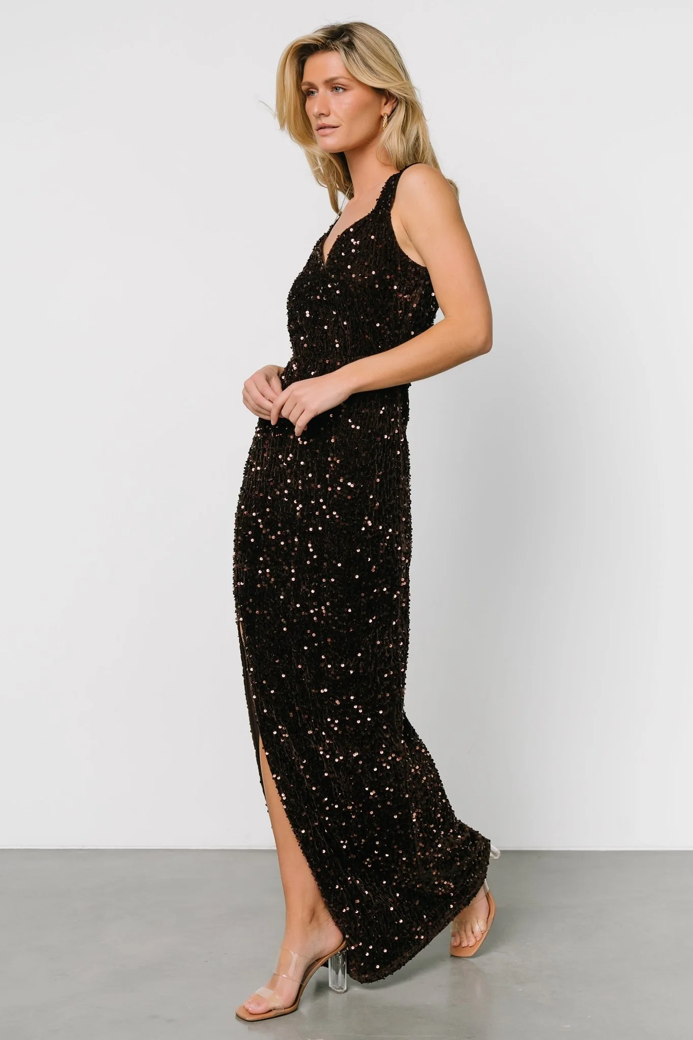 Marilyn Sequin Maxi Gown | Dark Brown