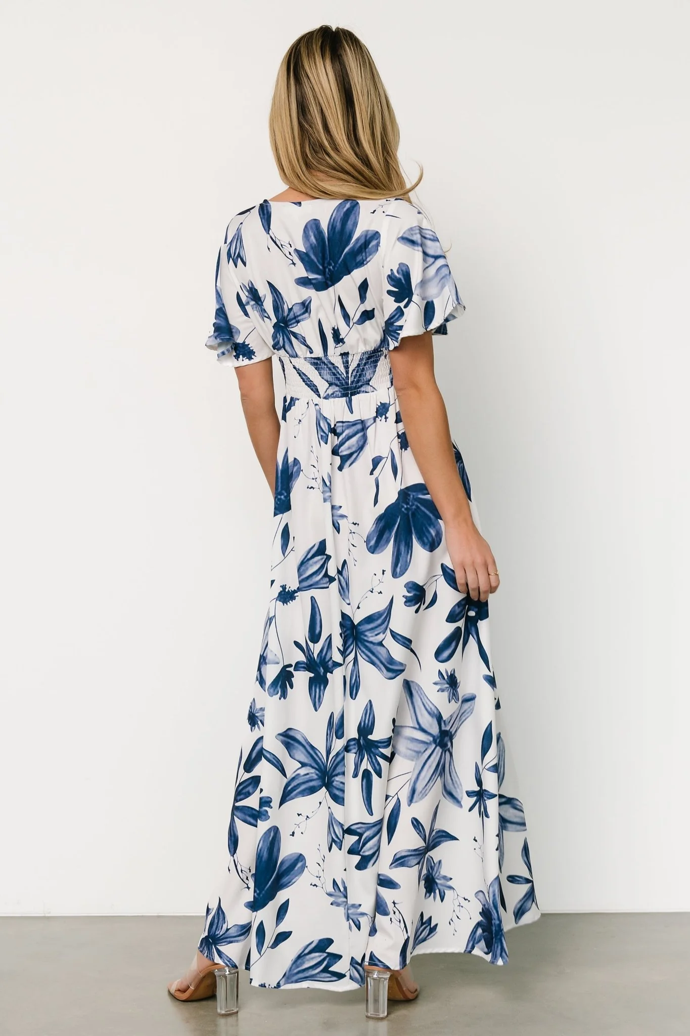 Dina Maxi Dress | White + Blue Floral