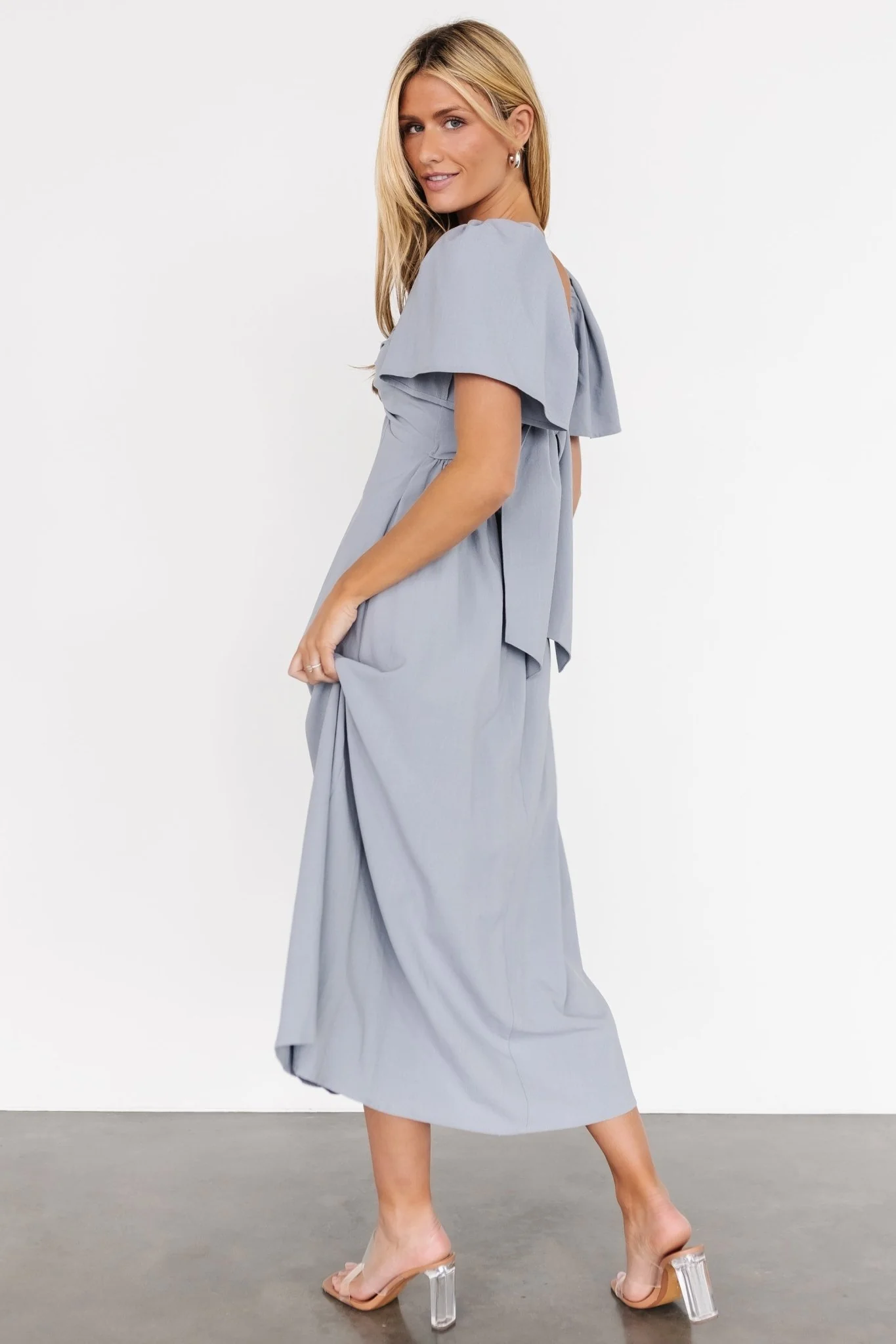 Indie Back Tie Dress | Dusty Blue