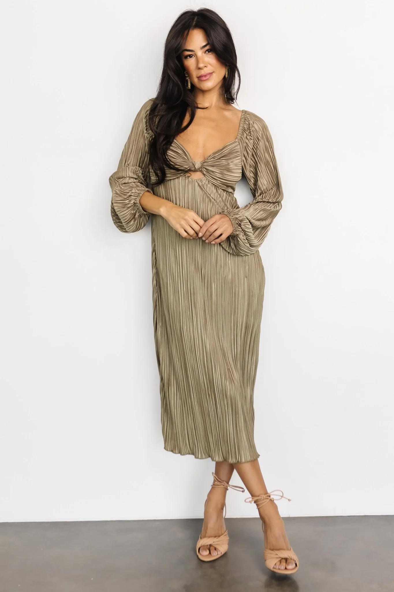 Amani Pleated Midi Dress | Olive