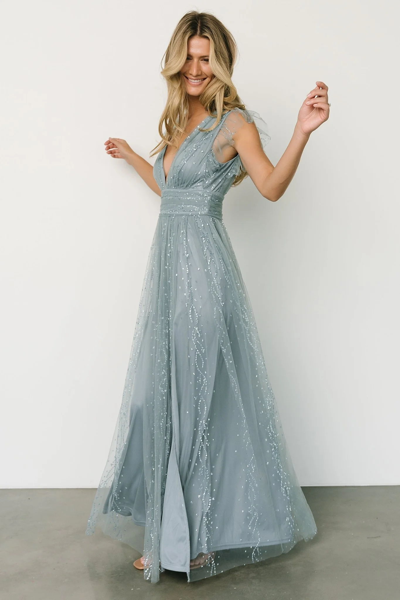 Annika Sequin Mesh Maxi Dress | Slate