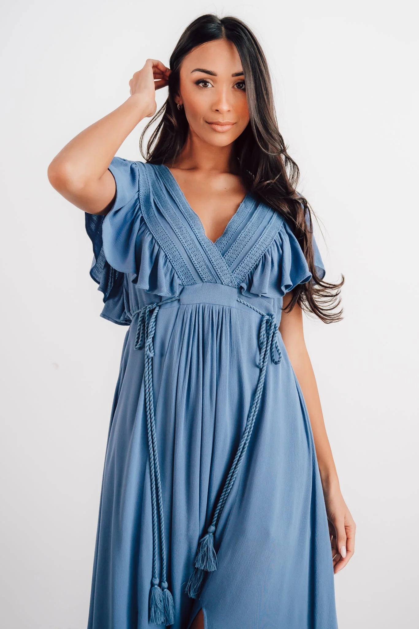 Jennifer Deep V Maxi Dress | Blue