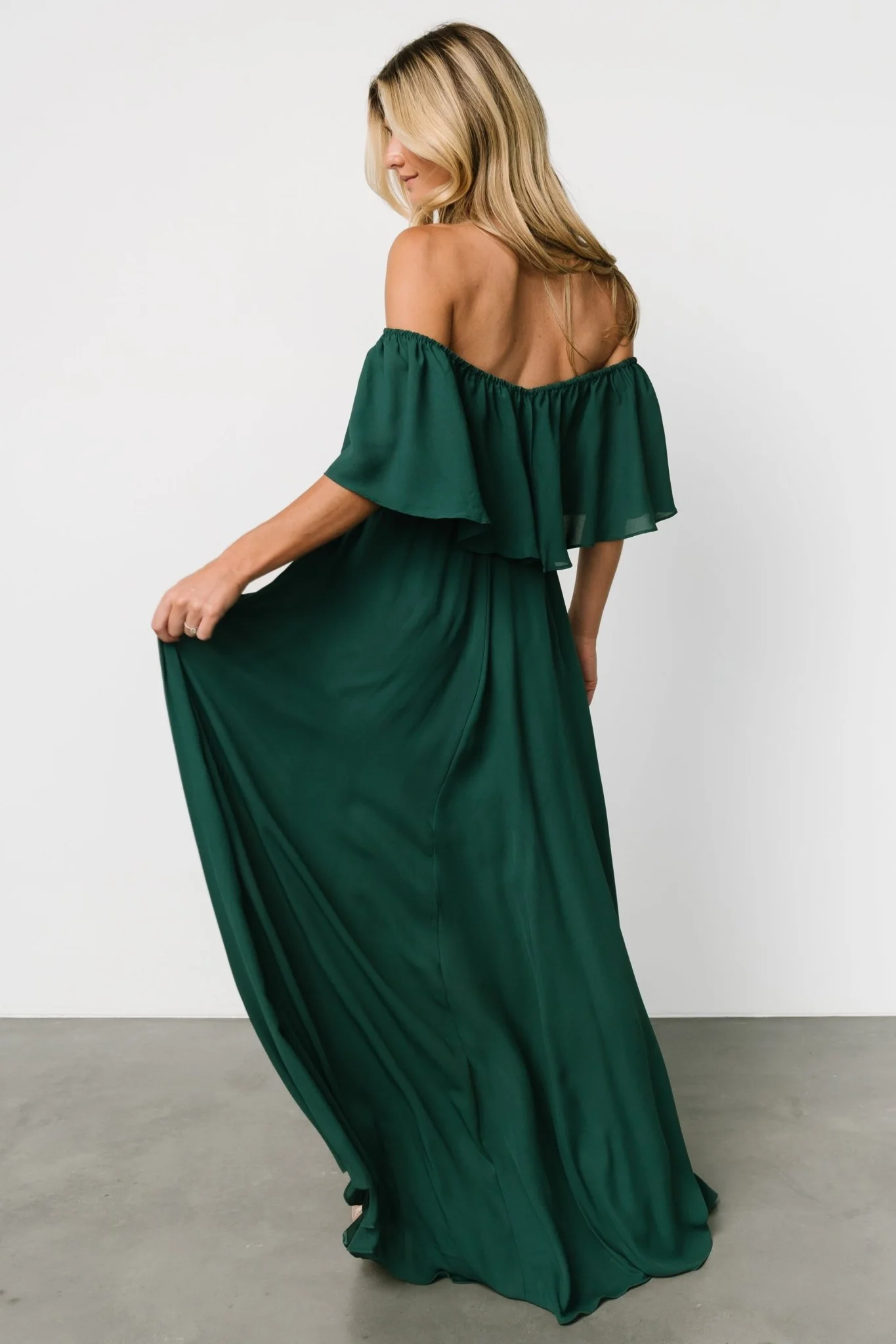 Diana Off Shoulder Maxi Dress | Emerald