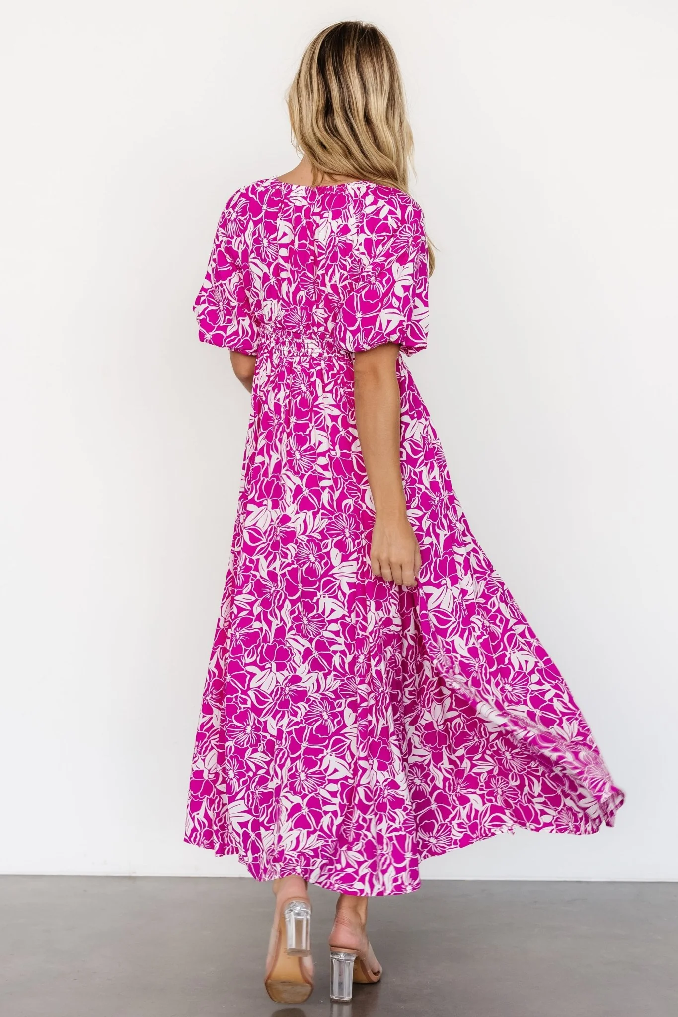 Elaine Maxi Dress | Magenta + White
