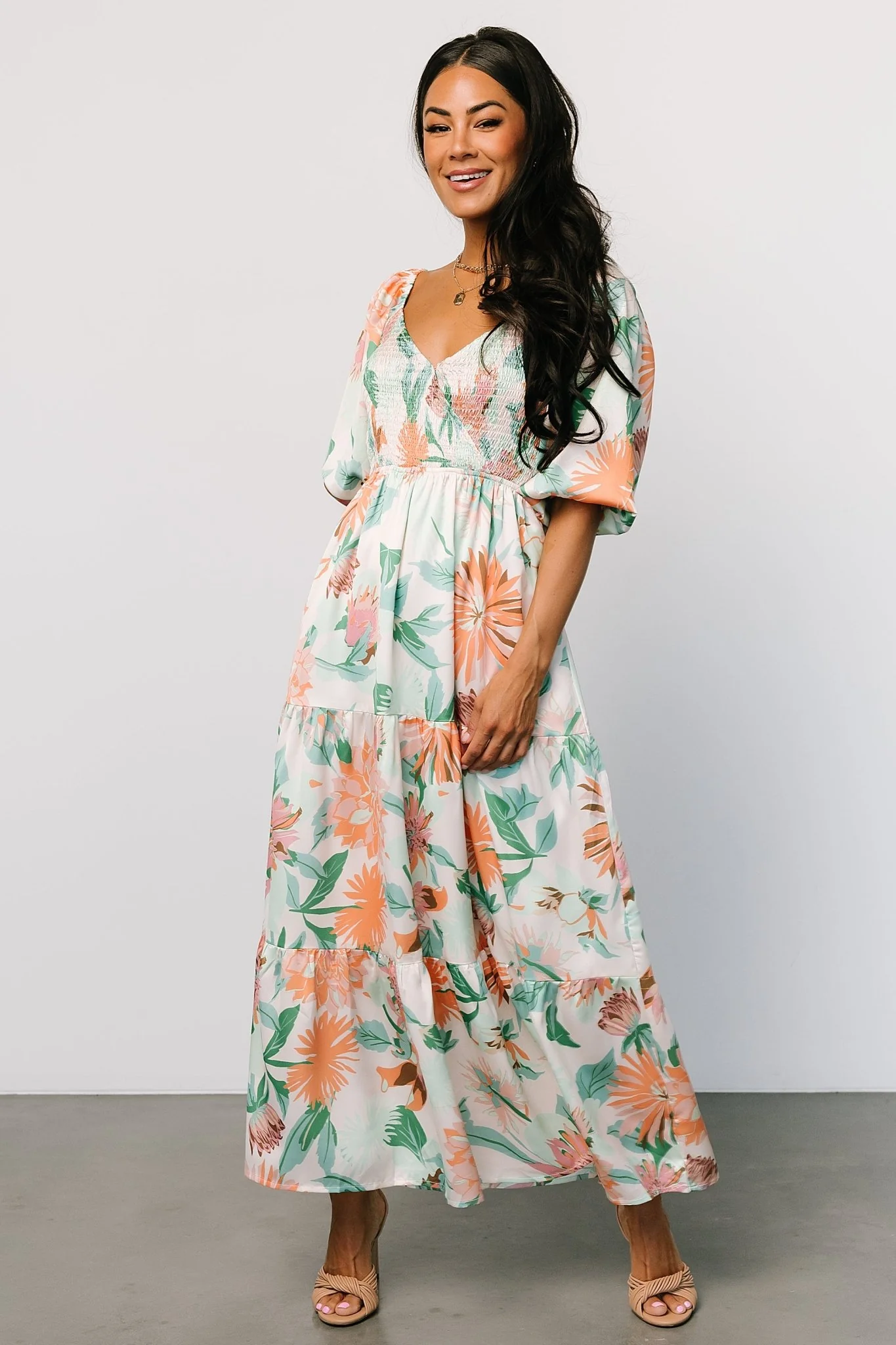 Lina Satin Dress | Multi Print
