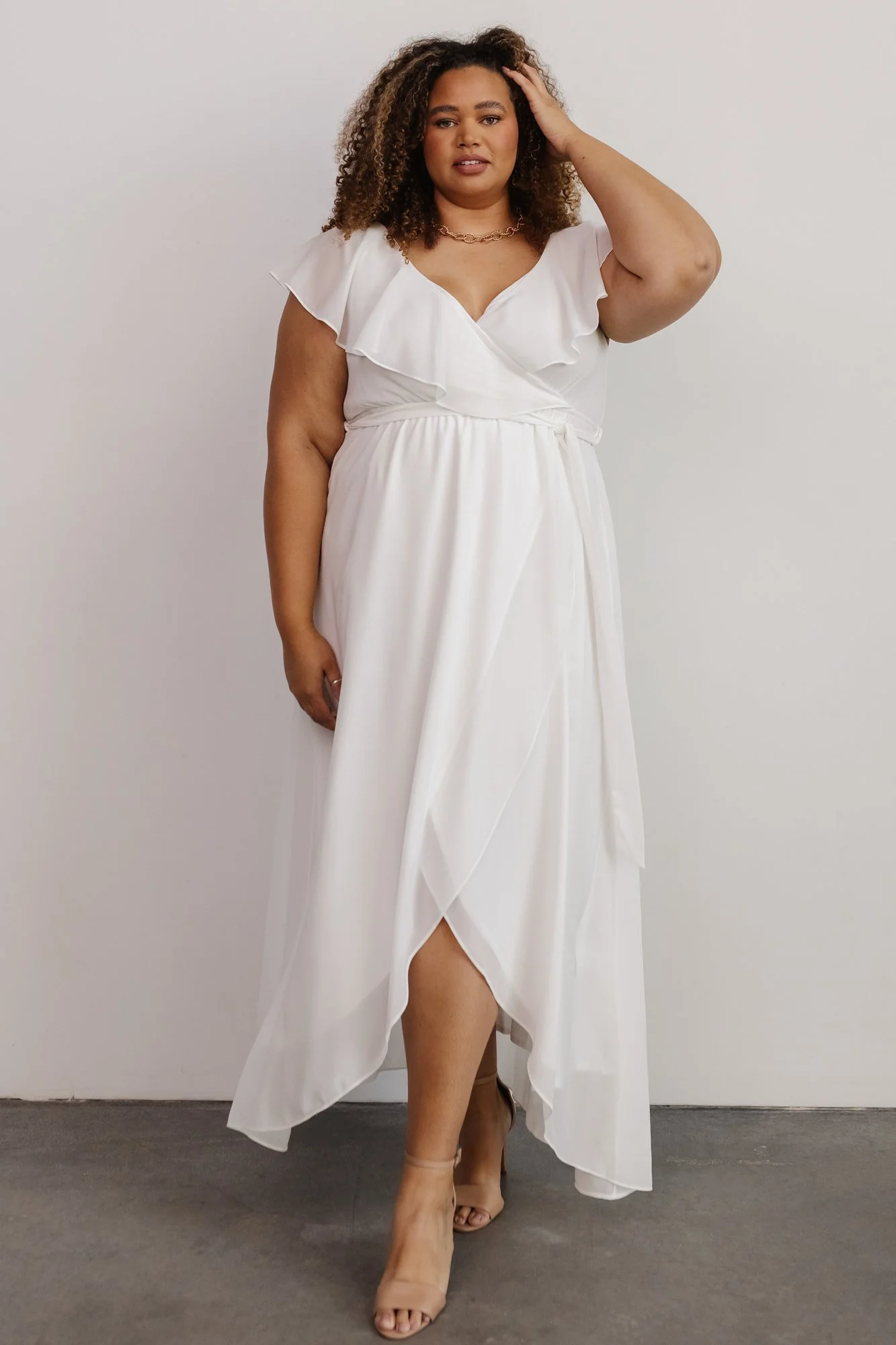Katya Ruffle Maxi Dress | White
