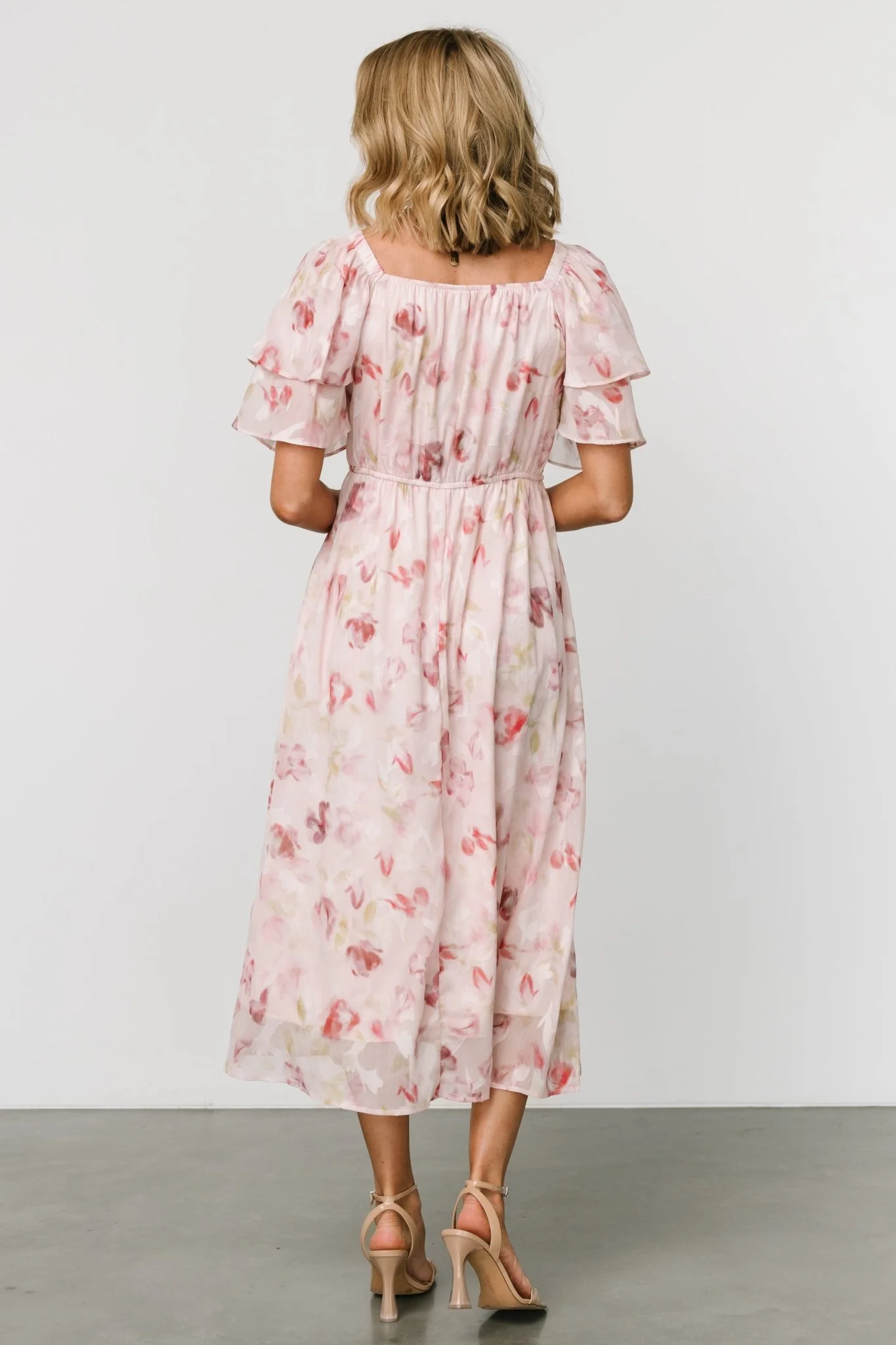 Flora Midi Dress | Blush Print