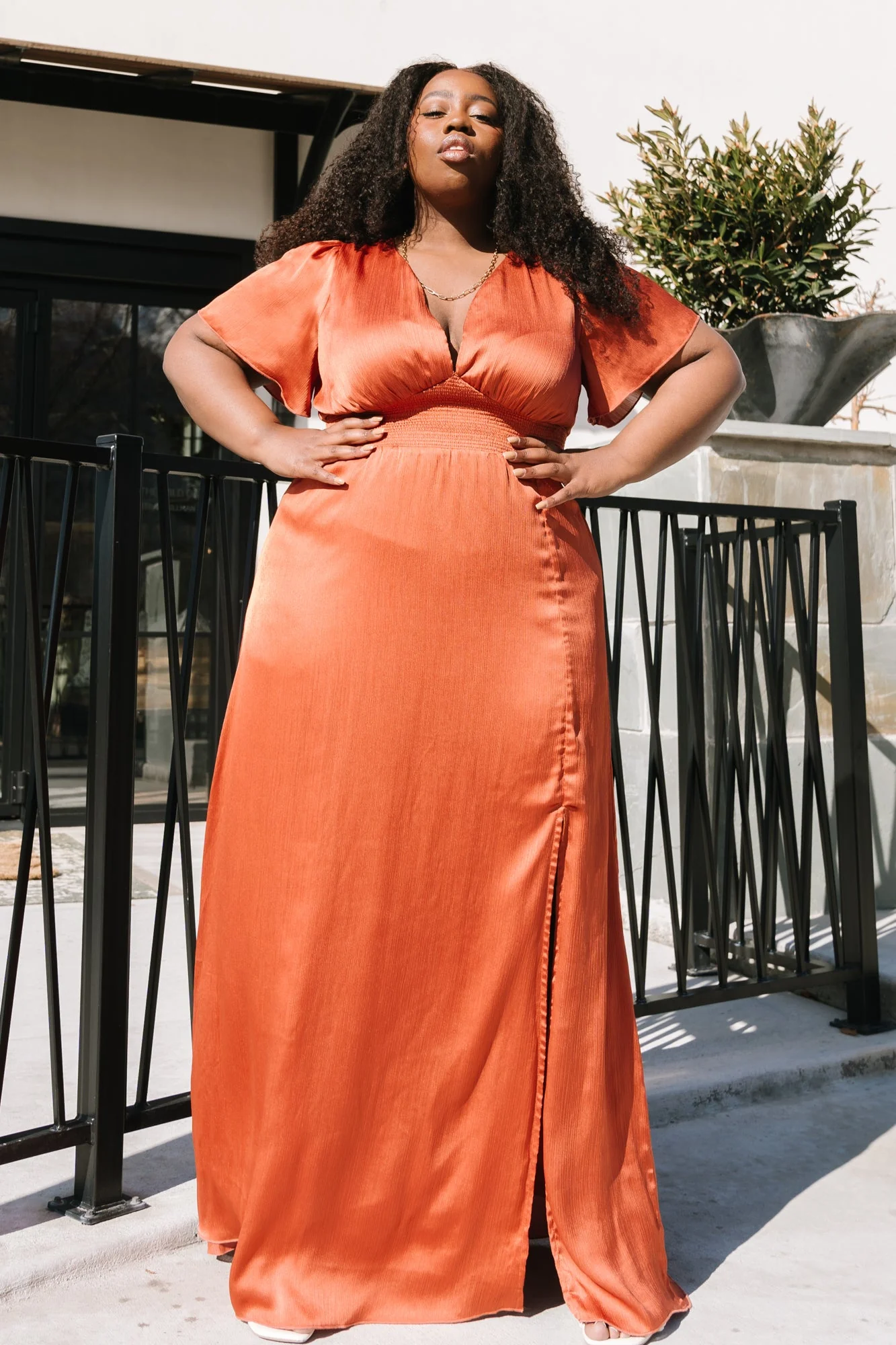 Prague Satin Maxi Dress | Rust