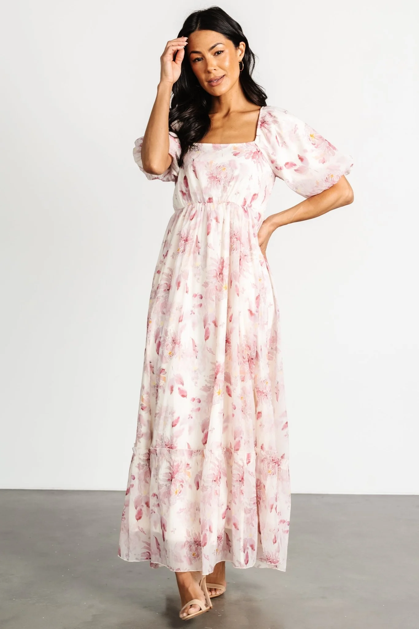Dalia Maxi Dress | Ivory + Mauve Floral