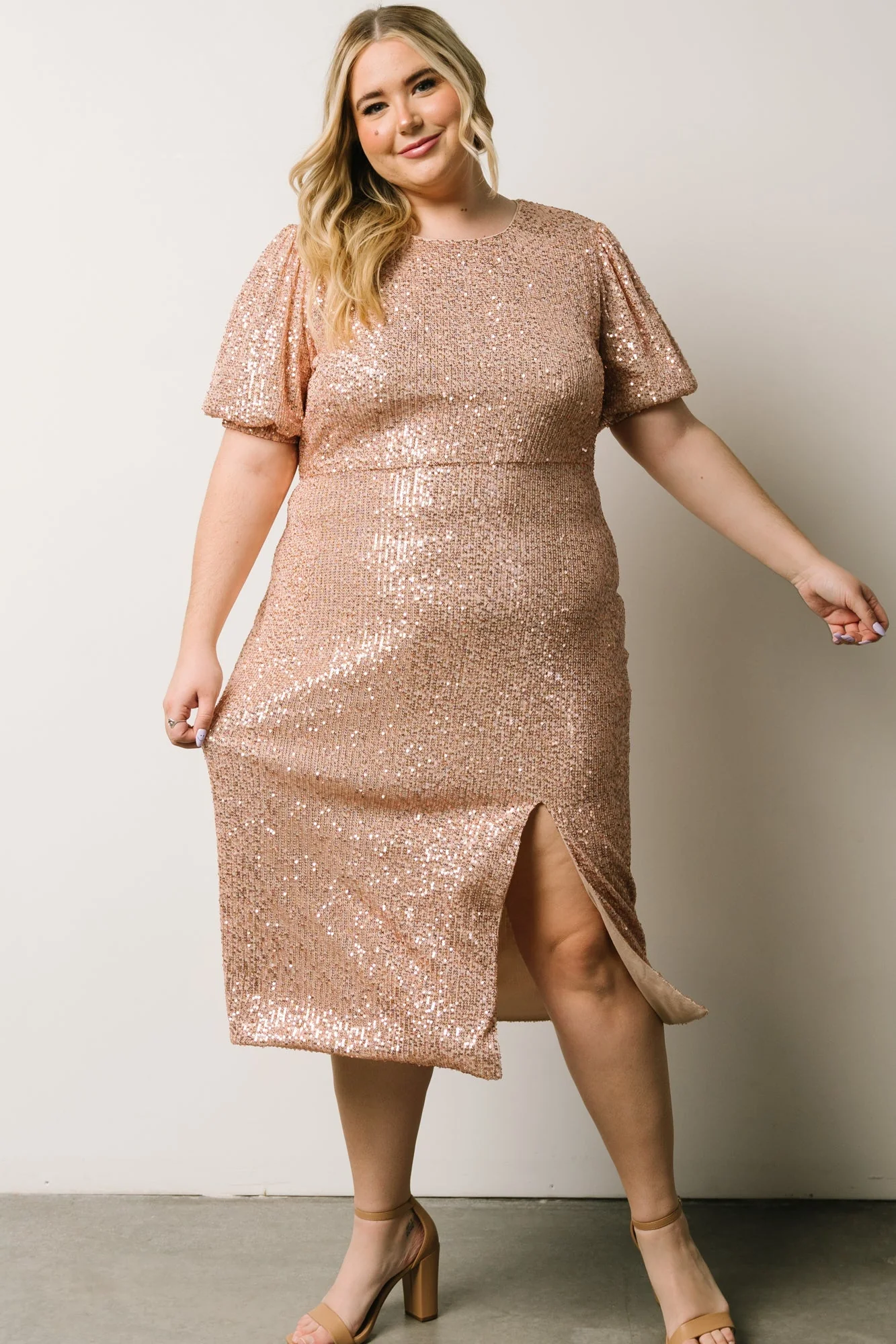 Socorro Sequin Midi Dress | Champagne