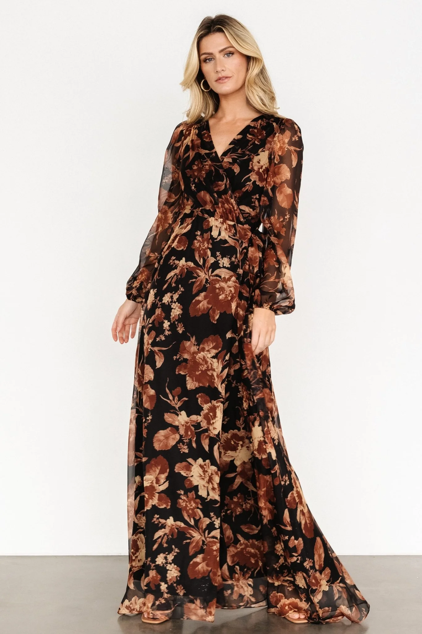 Maura Wrap Maxi Dress | Black Print