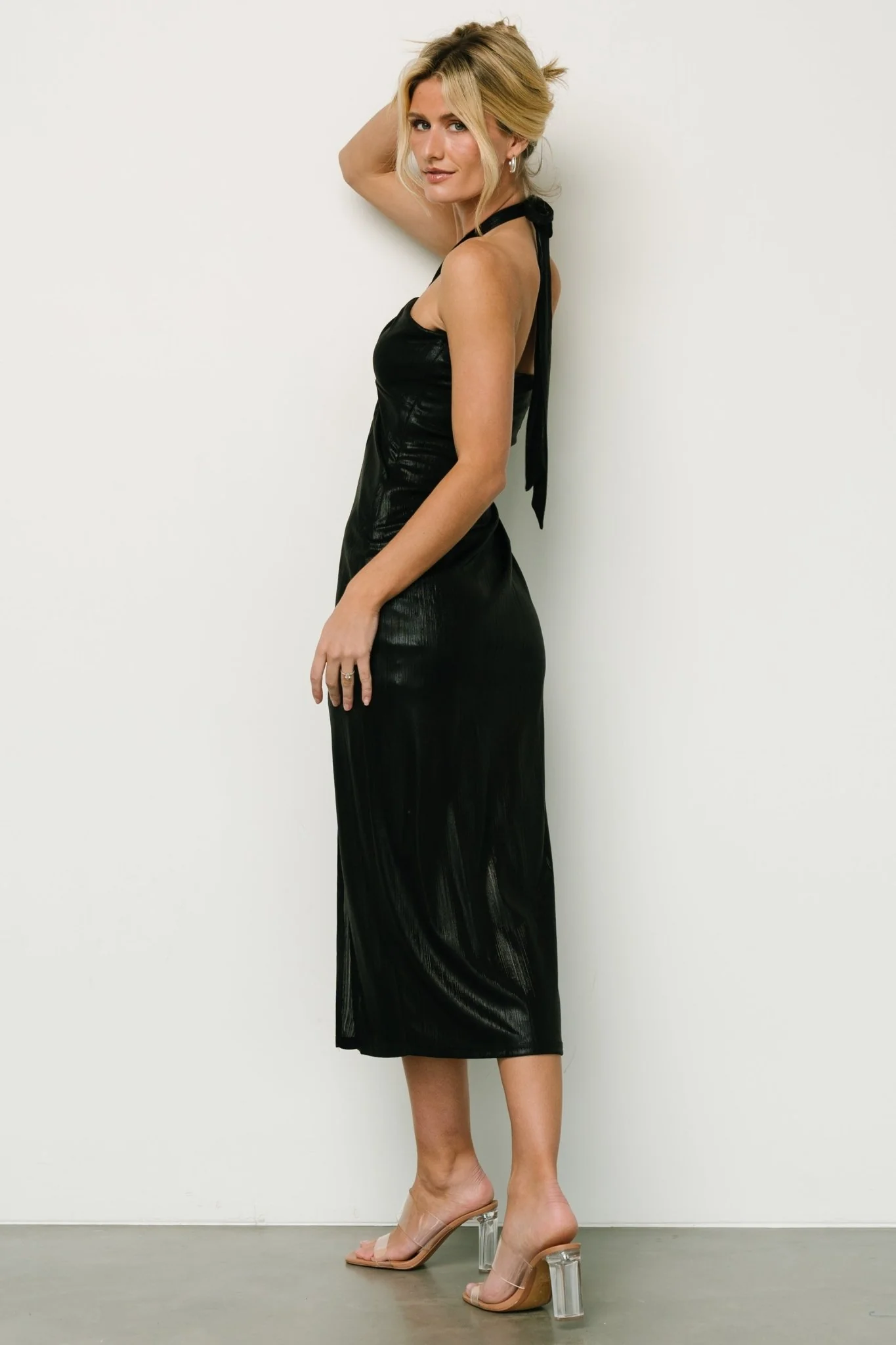 Leia Halter Midi Dress | Black