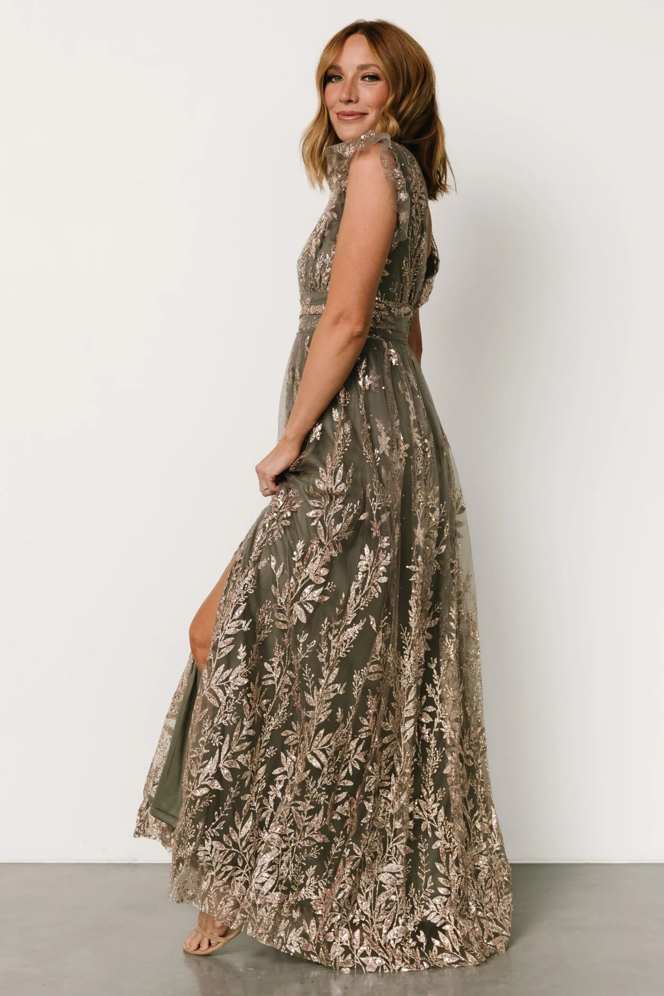 Karina Shimmer Gown | Eucalyptus + Rose Gold