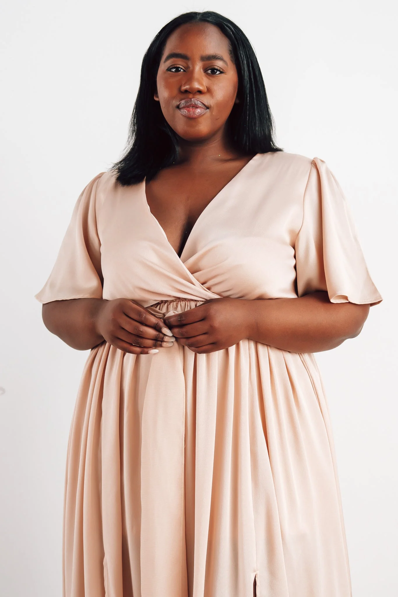 Sicily Satin Maxi Dress | Natural