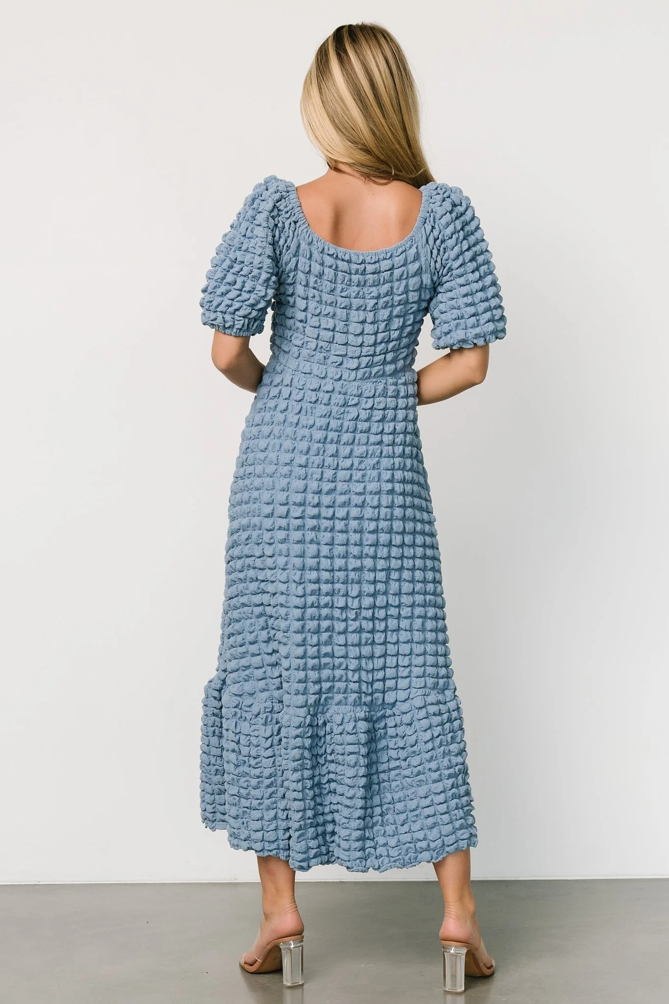 Therese Textured Dress | Denim Blue