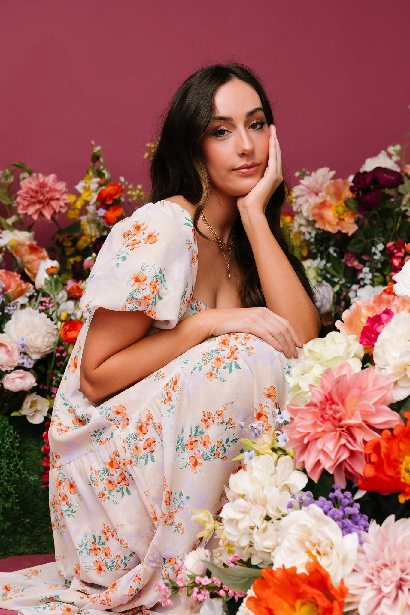 Molly Midi Dress | Cream Floral