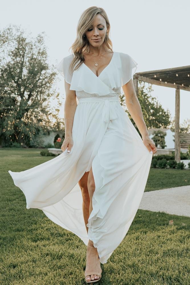 Katya Ruffle Maxi Dress | White
