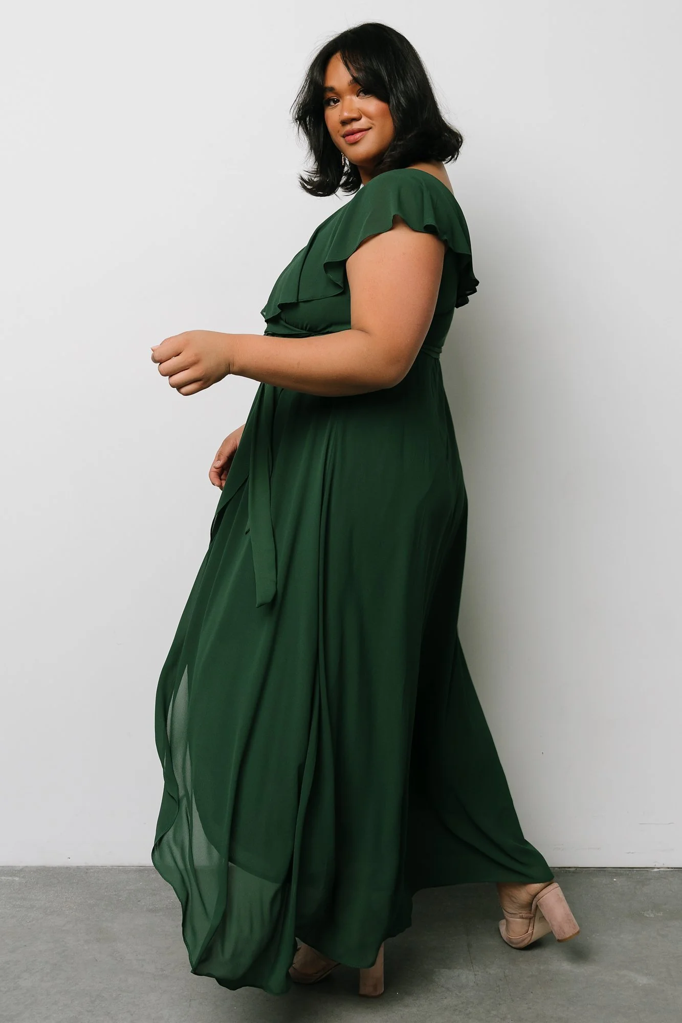 Katya Ruffle Maxi Dress | Evergreen